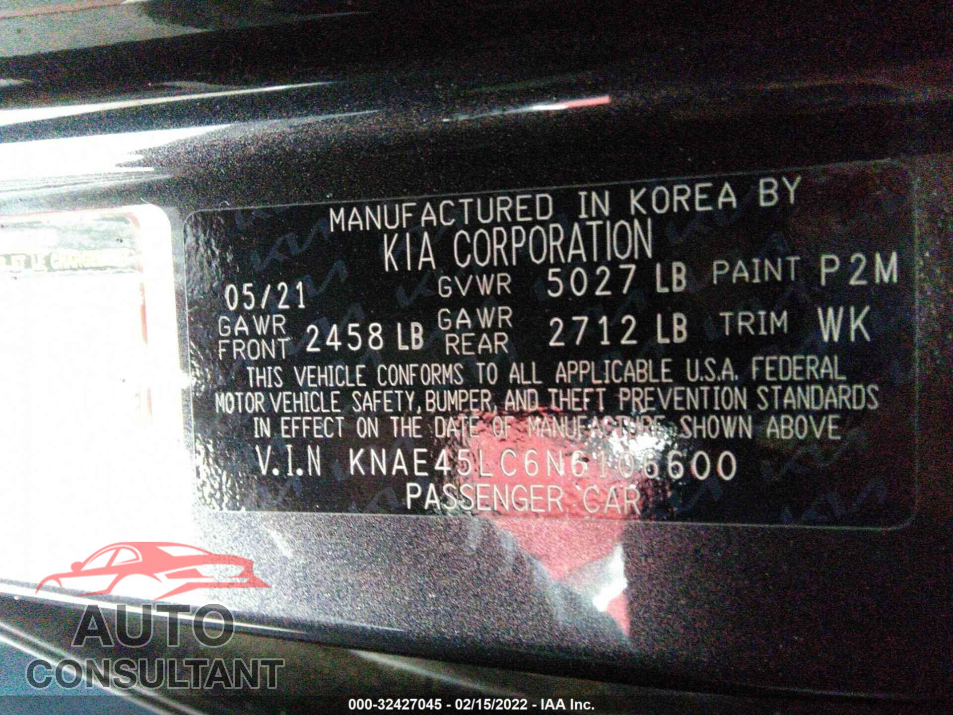 KIA STINGER 2022 - KNAE45LC6N6106600
