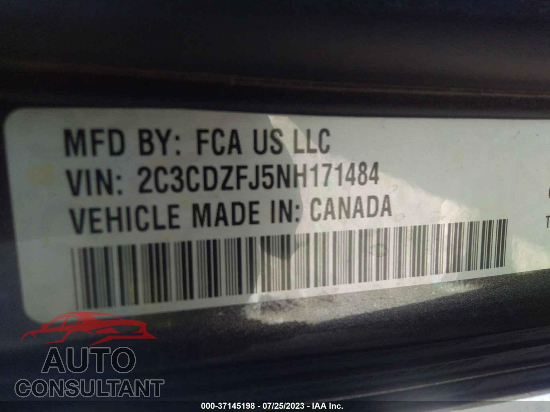 DODGE CHALLENGER 2022 - 2C3CDZFJ5NH171484