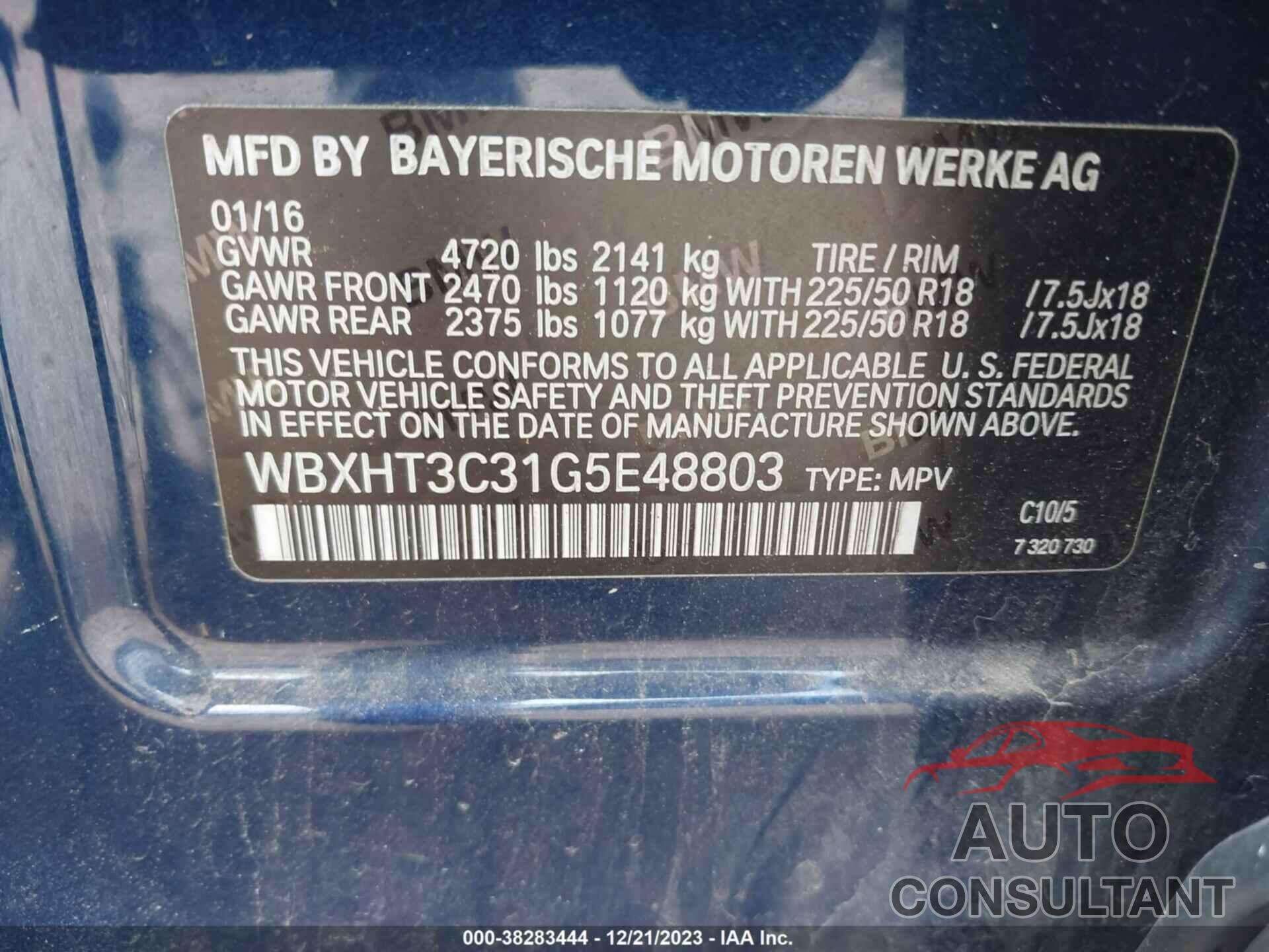 BMW X1 2016 - WBXHT3C31G5E48803