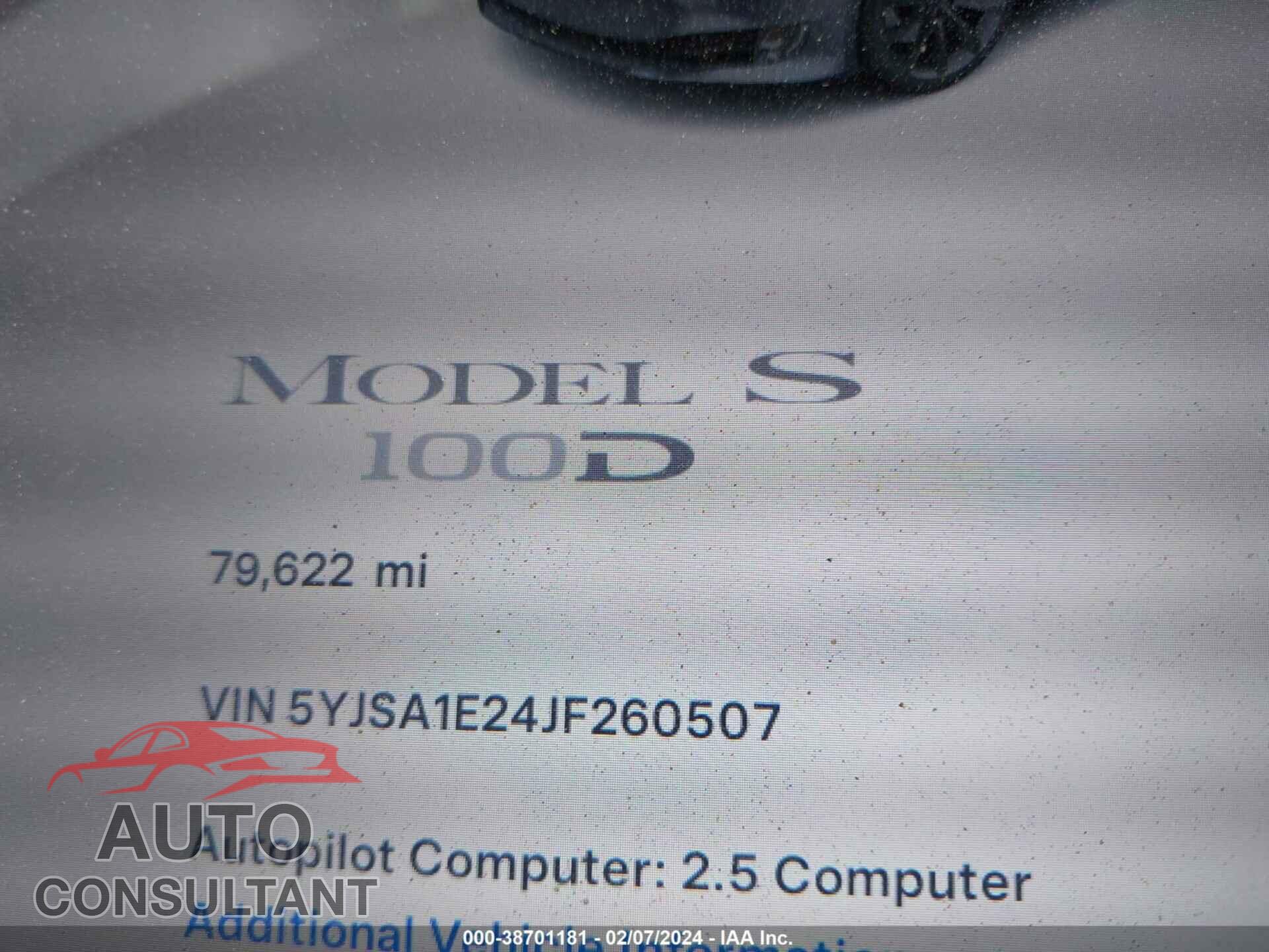 TESLA MODEL S 2018 - 5YJSA1E24JF260507
