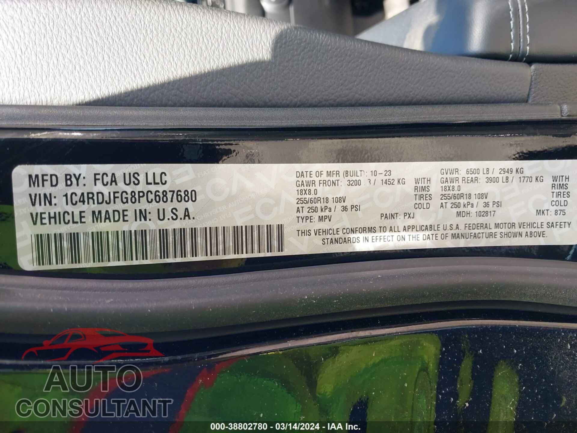 DODGE DURANGO 2023 - 1C4RDJFG8PC687680