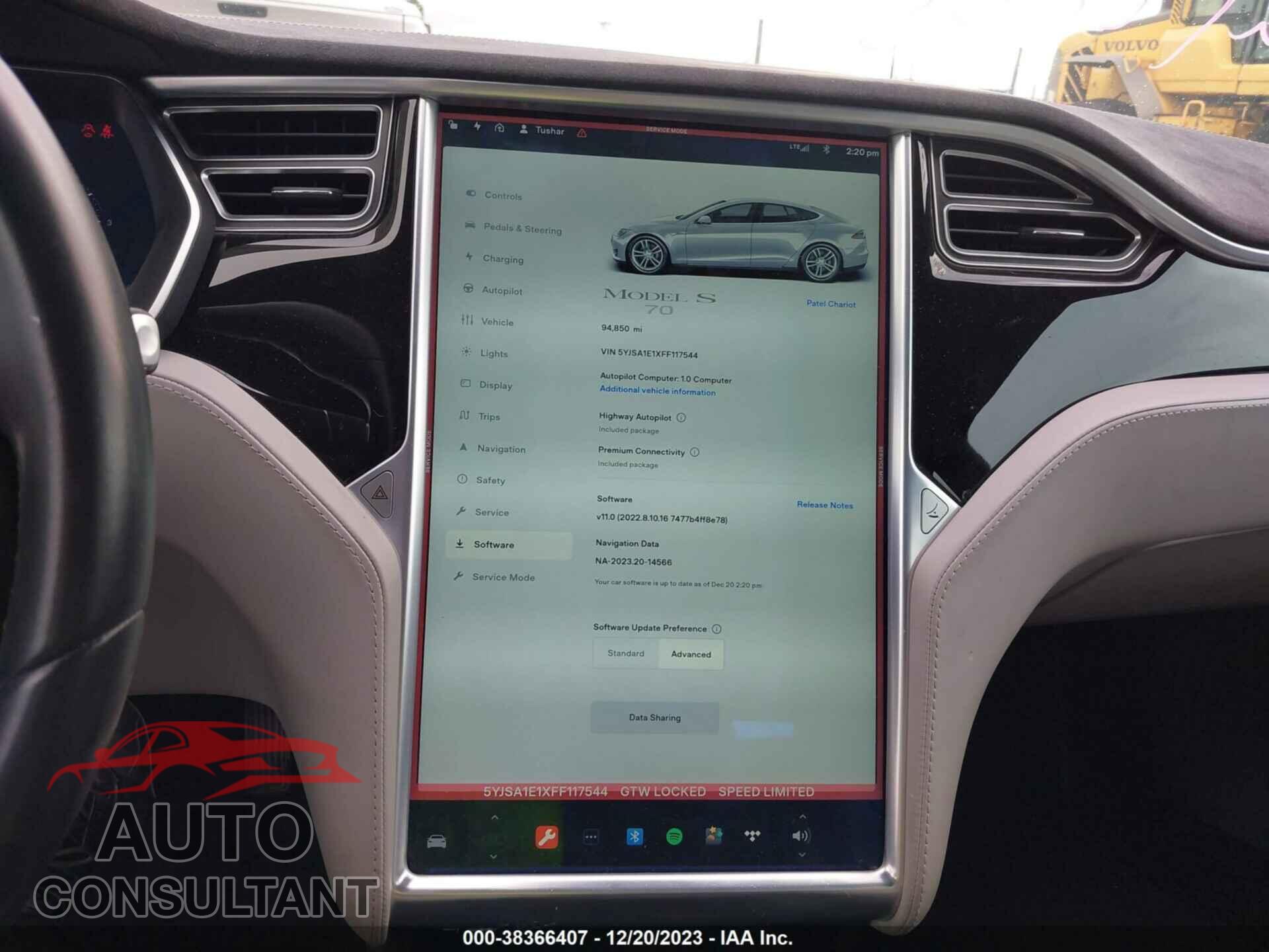 TESLA MODEL S 2015 - 5YJSA1E1XFF117544