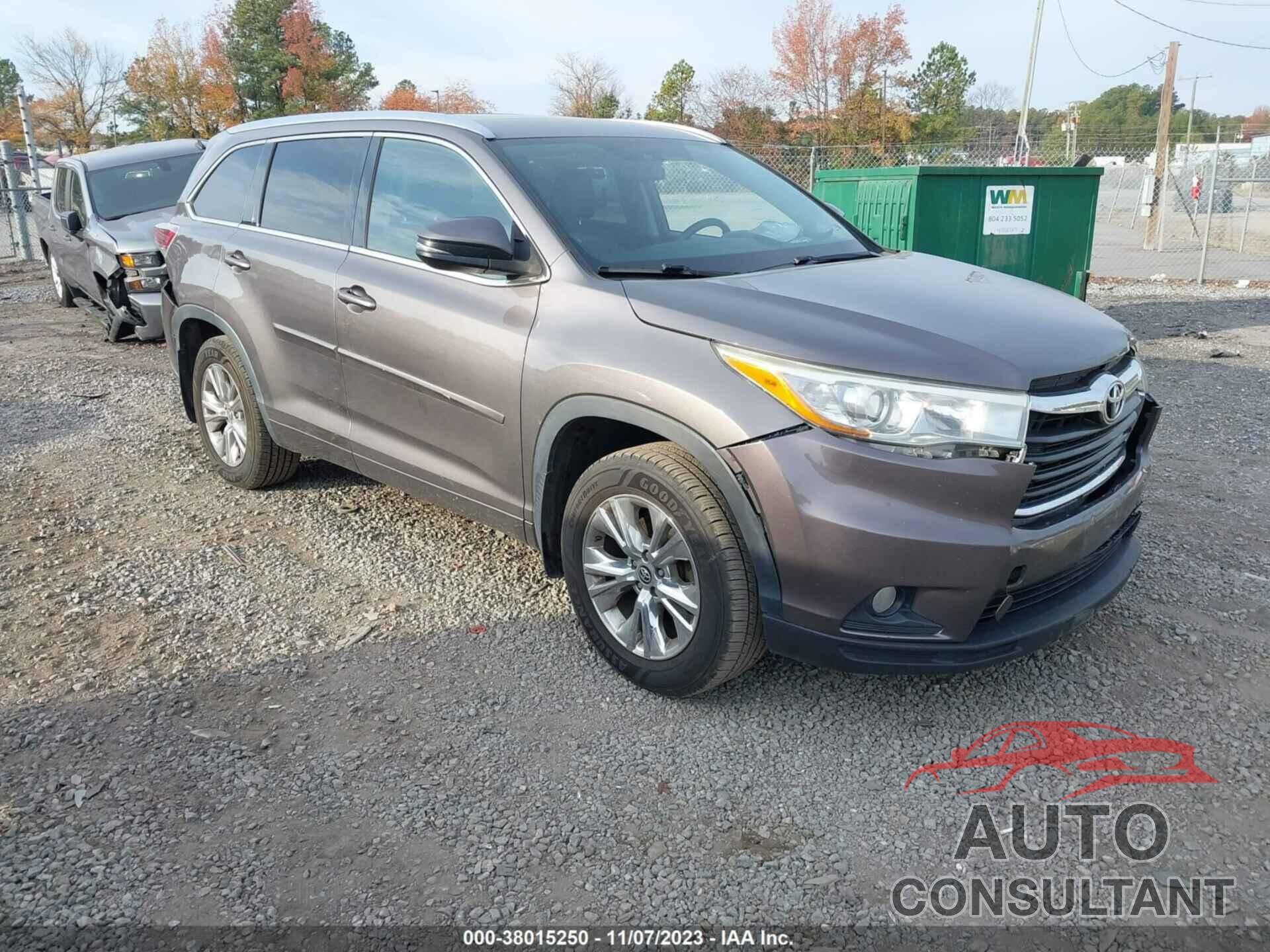 TOYOTA HIGHLANDER 2016 - 5TDJKRFH2GS299742