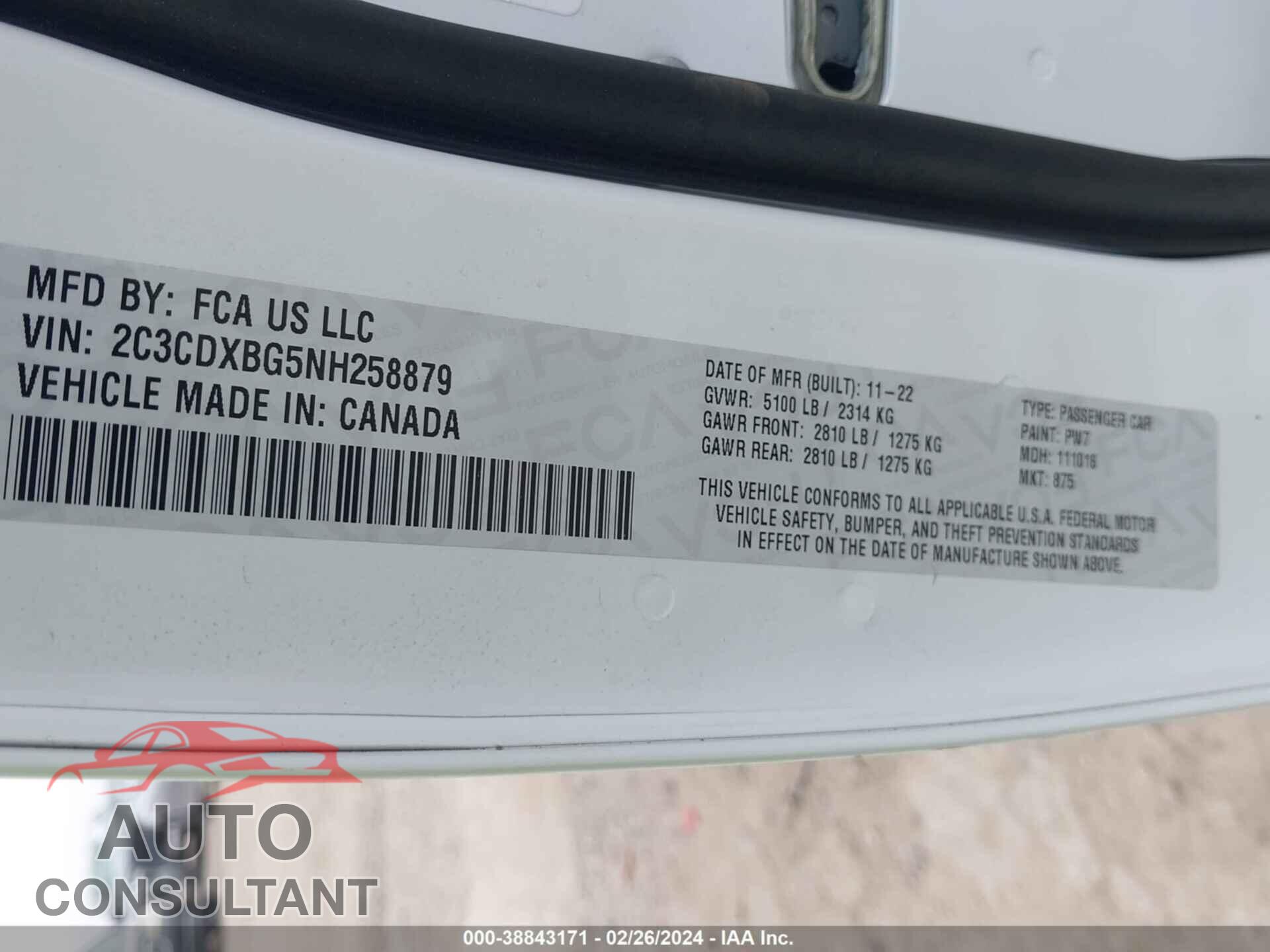 DODGE CHARGER 2022 - 2C3CDXBG5NH258879