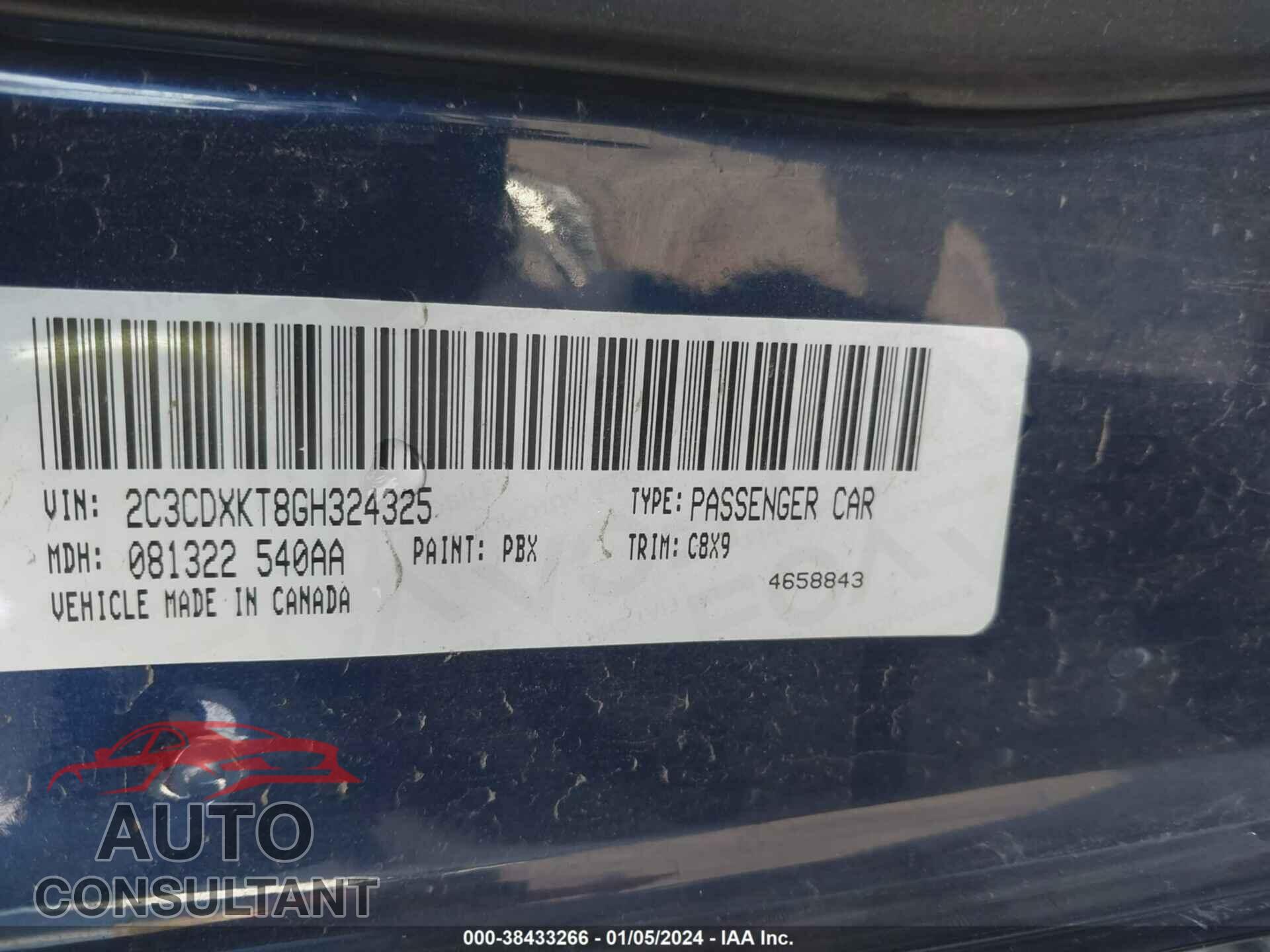DODGE CHARGER 2016 - 2C3CDXKT8GH324325