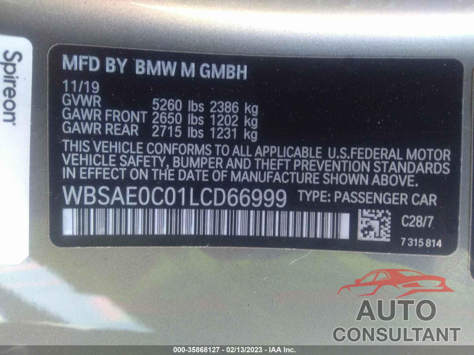 BMW M8 2020 - WBSAE0C01LCD66999