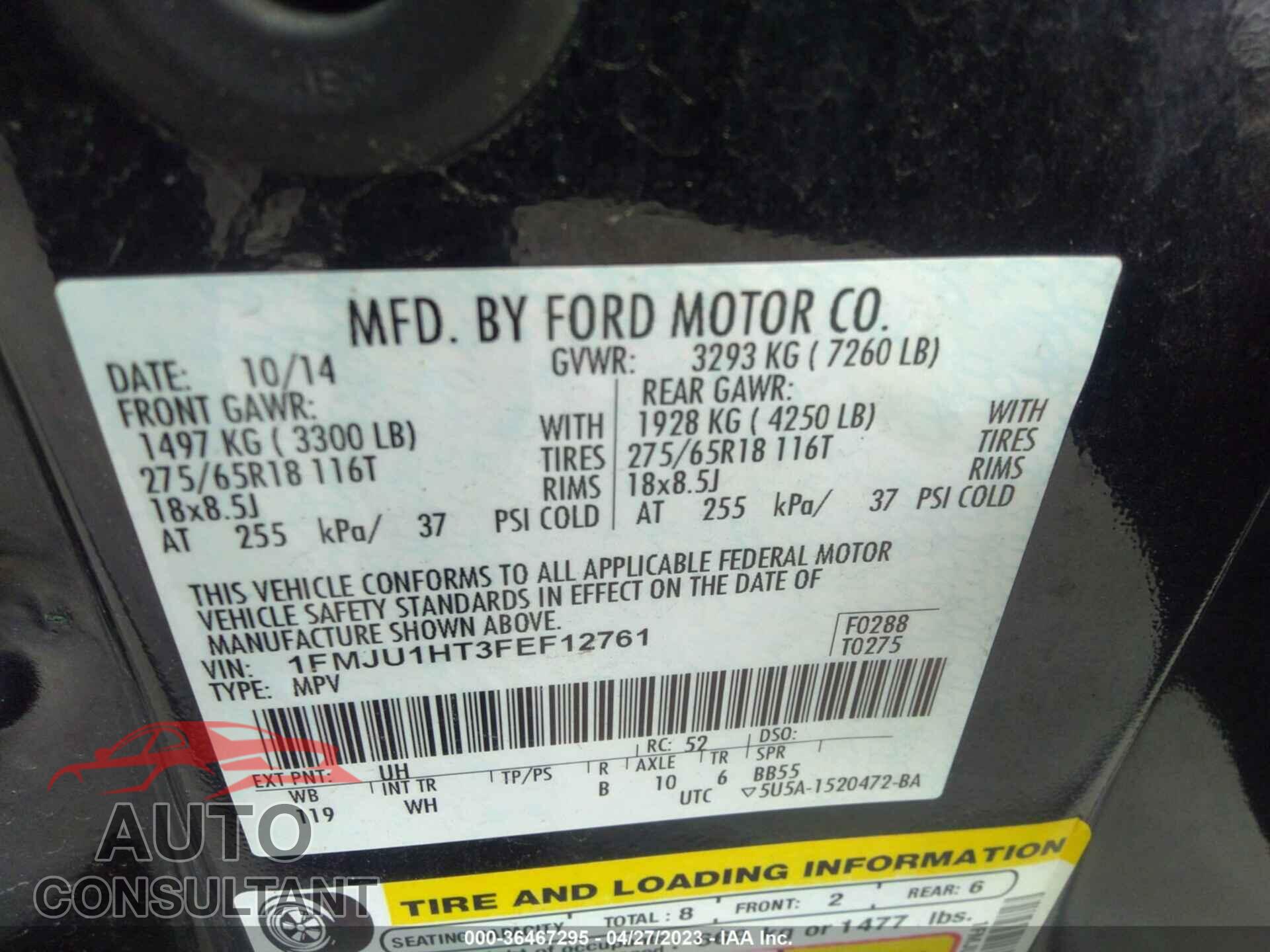 FORD EXPEDITION 2015 - 1FMJU1HT3FEF12761