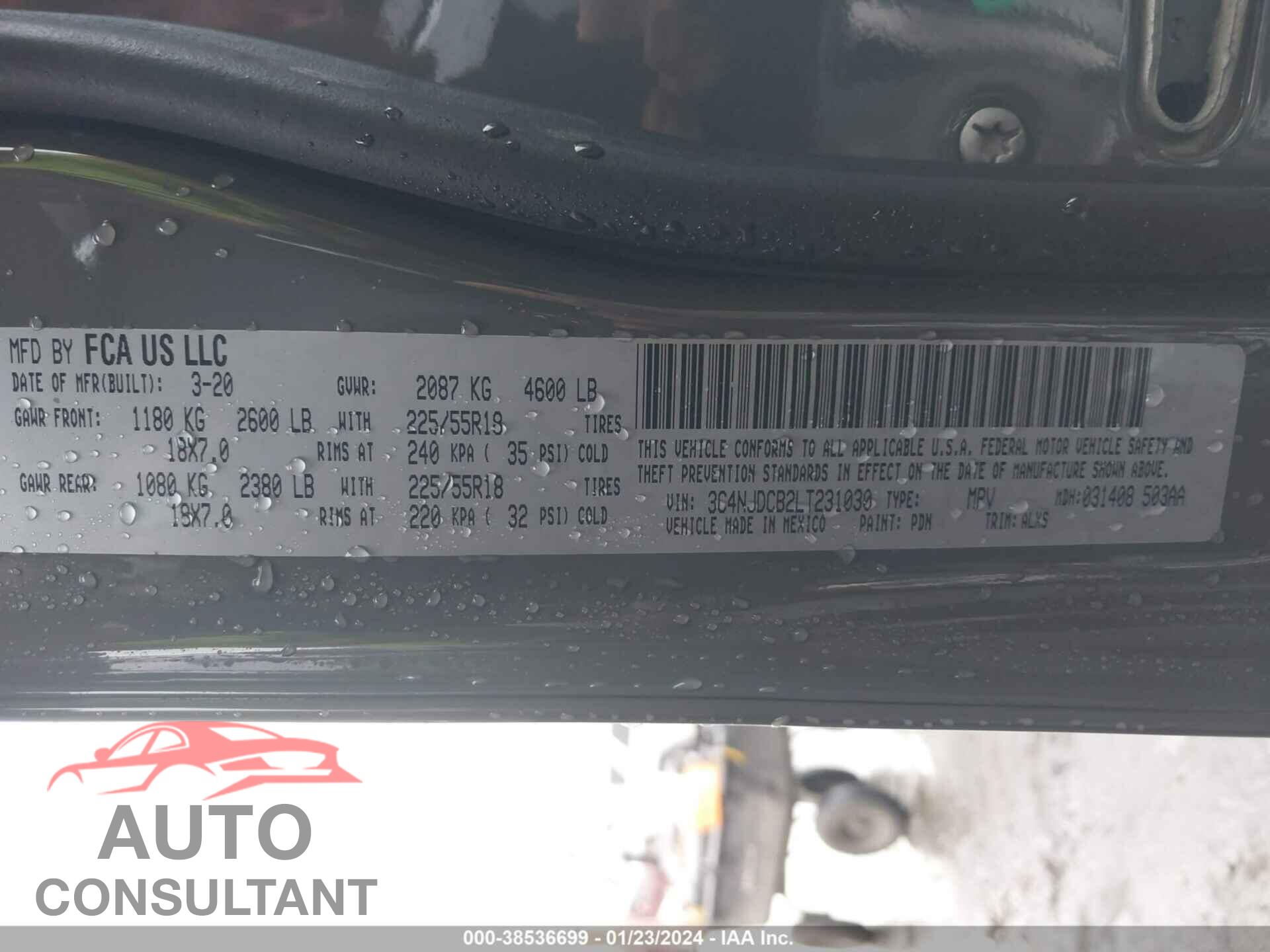 JEEP COMPASS 2020 - 3C4NJDCB2LT231030