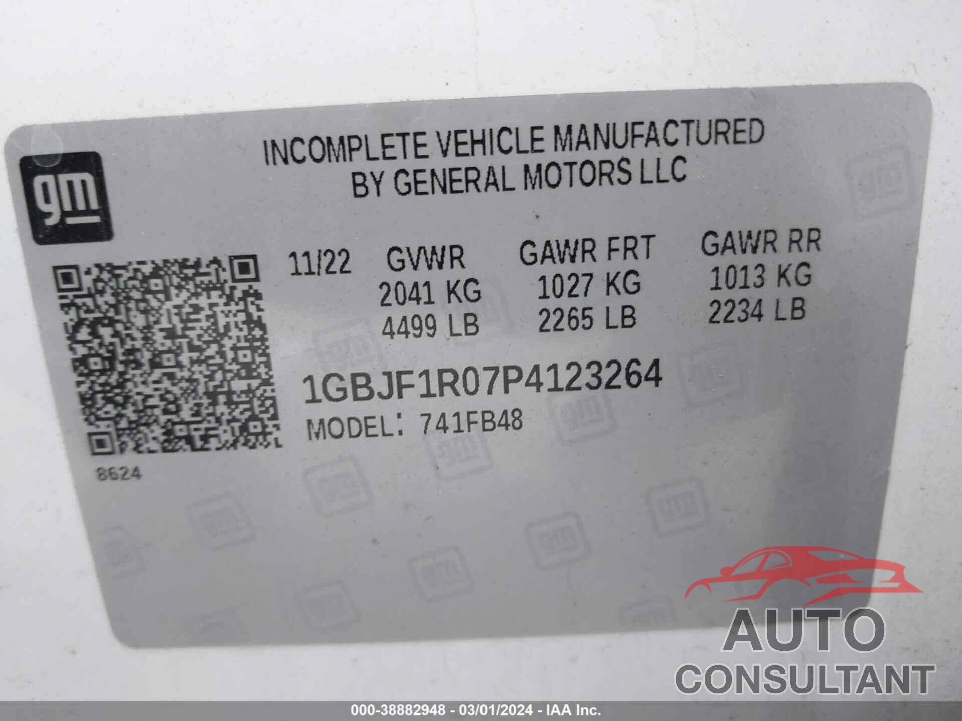 CHEVROLET BOLT EV 2023 - 1GBJF1R07P4123264