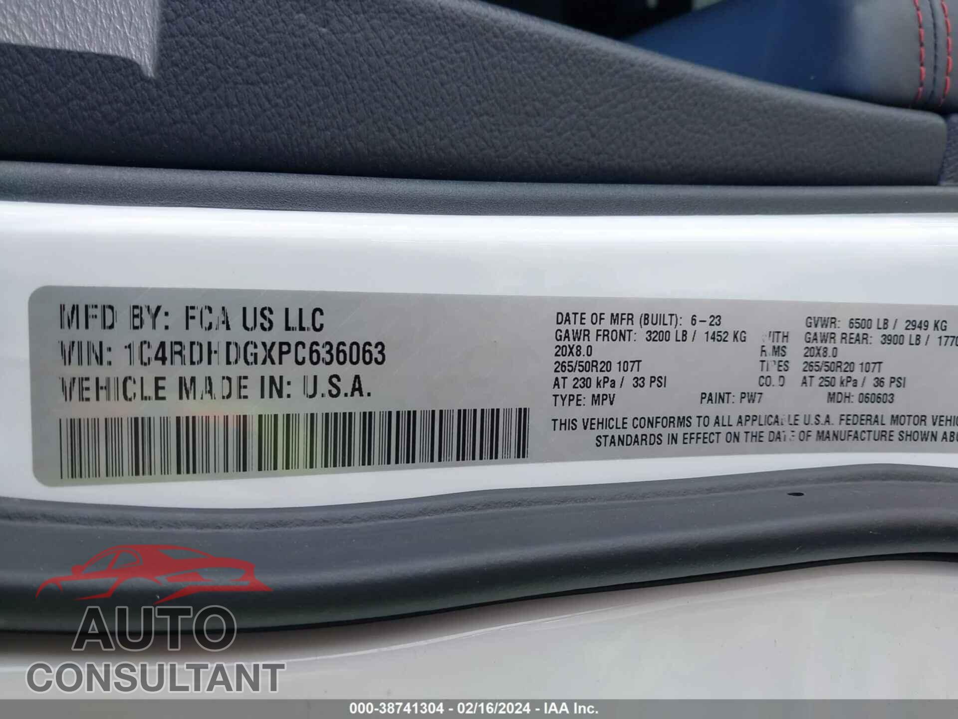 DODGE DURANGO 2023 - 1C4RDHDGXPC636063