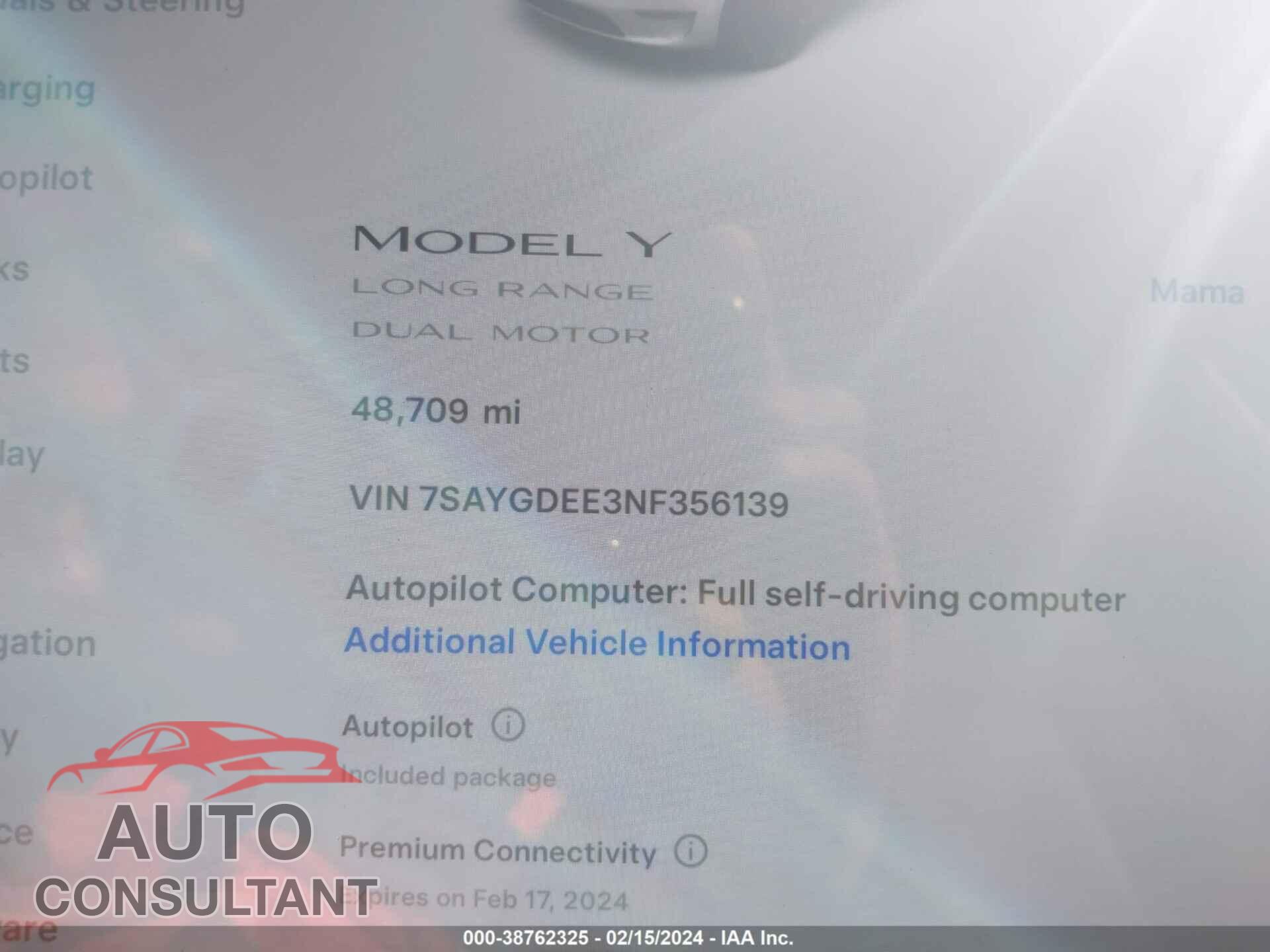 TESLA MODEL Y 2022 - 7SAYGDEE3NF356139