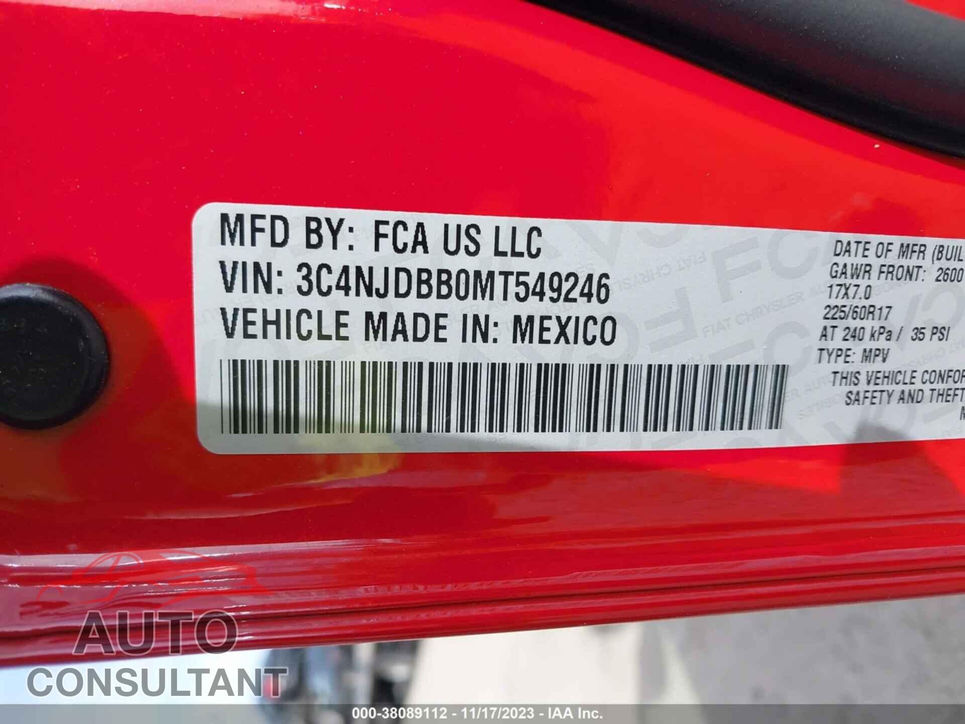 JEEP COMPASS 2021 - 3C4NJDBB0MT549246