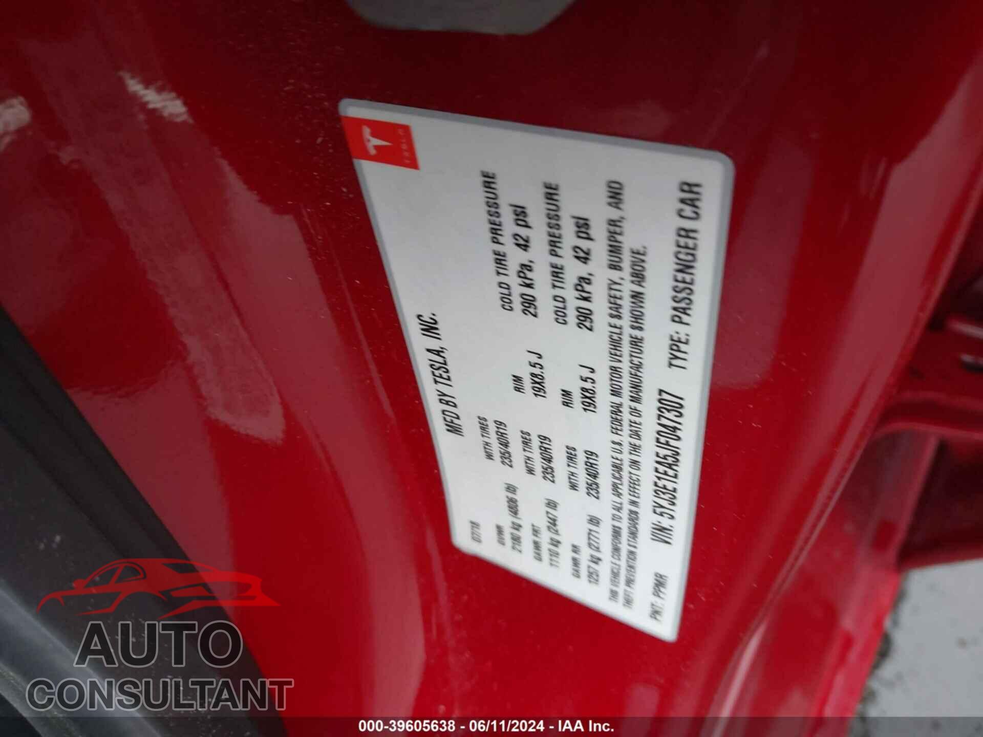 TESLA MODEL 3 2018 - 5YJ3E1EA5JF047307