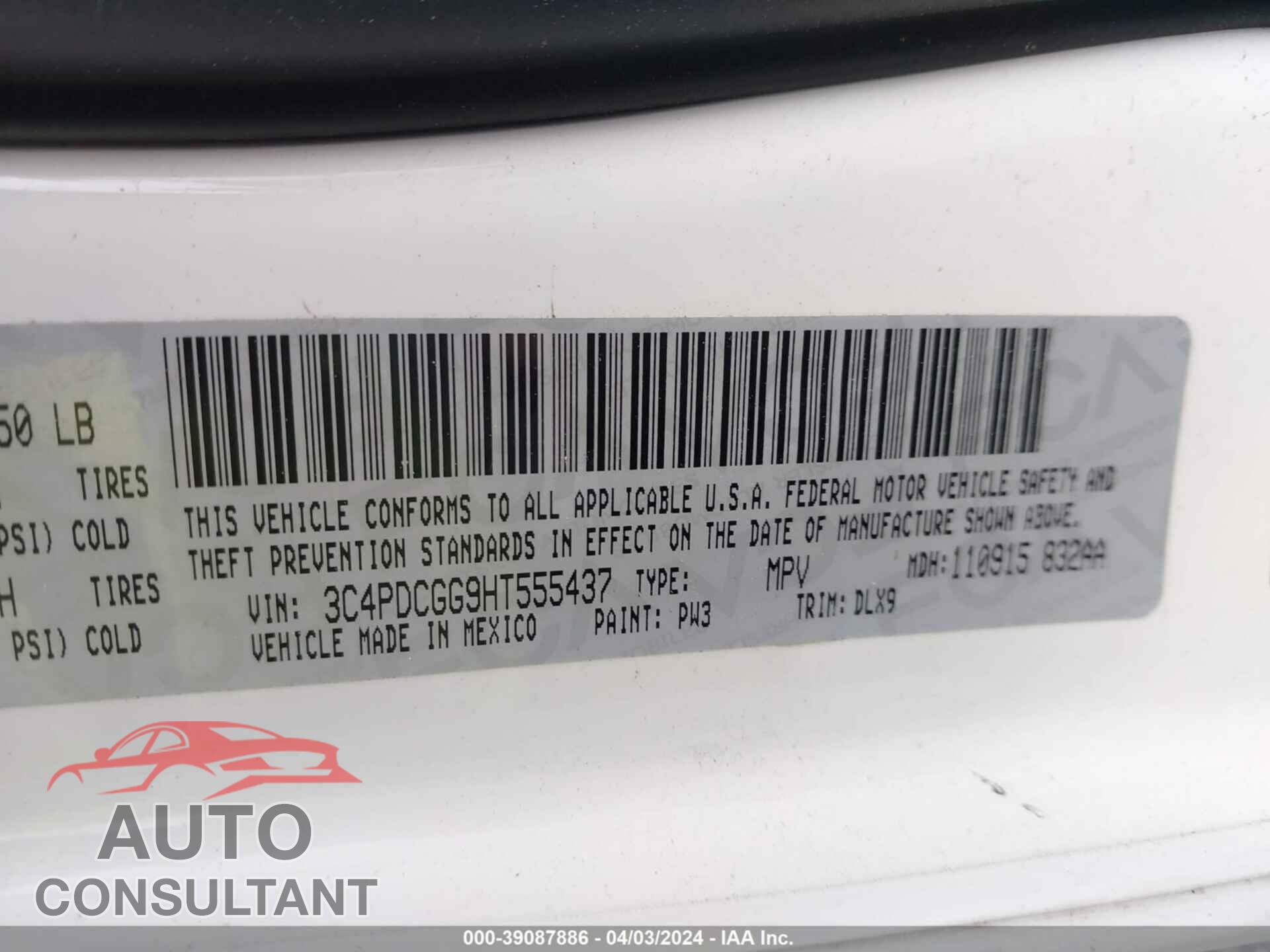 DODGE JOURNEY 2017 - 3C4PDCGG9HT555437