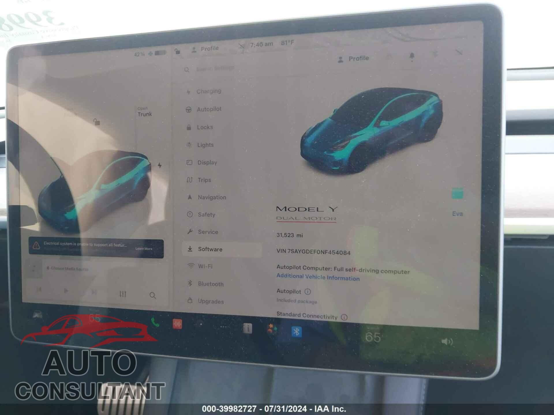 TESLA MODEL Y 2022 - 7SAYGDEF0NF454084