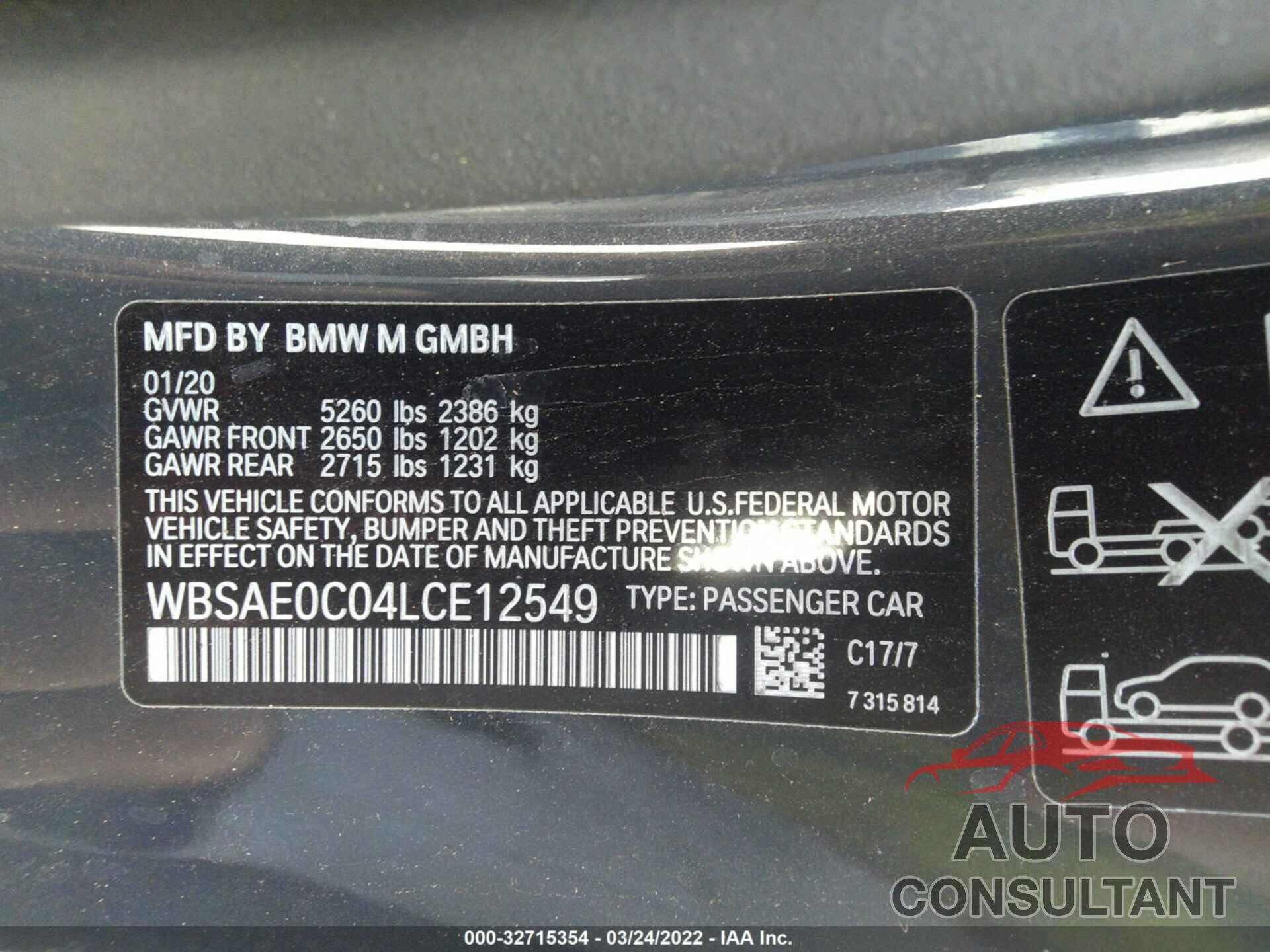 BMW M8 2020 - WBSAE0C04LCE12549
