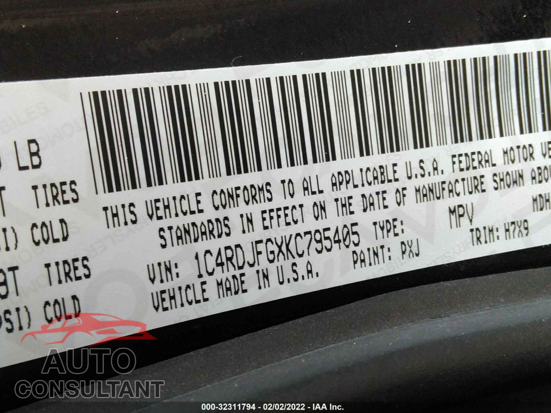 DODGE DURANGO 2019 - 1C4RDJFGXKC795405