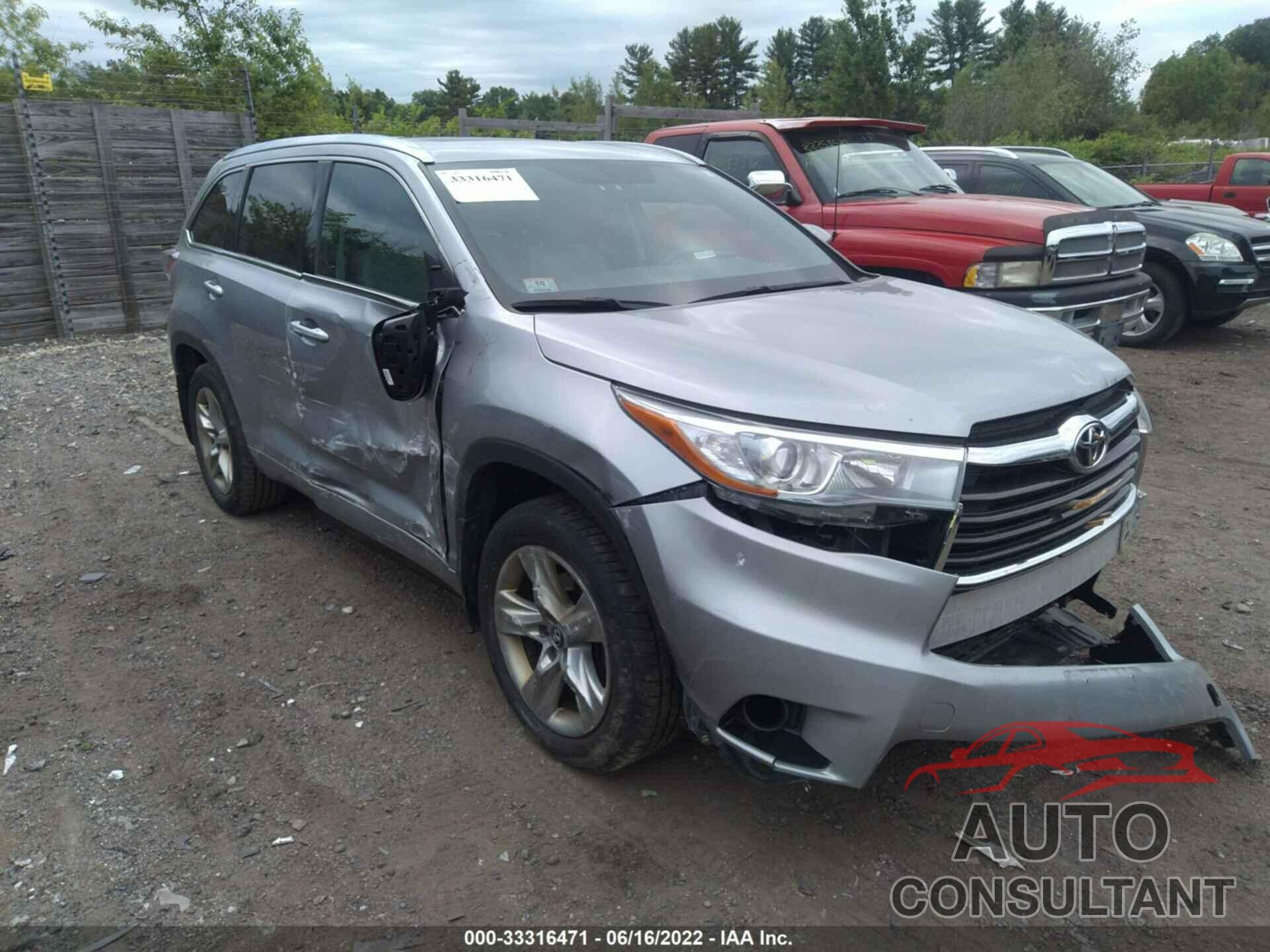 TOYOTA HIGHLANDER 2016 - 5TDDKRFH2GS342845