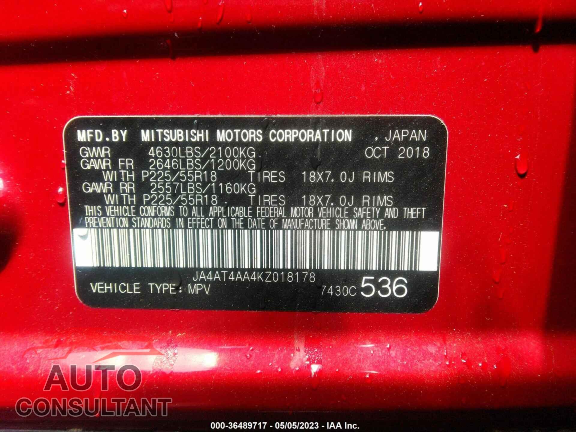 MITSUBISHI ECLIPSE CROSS 2019 - JA4AT4AA4KZ018178
