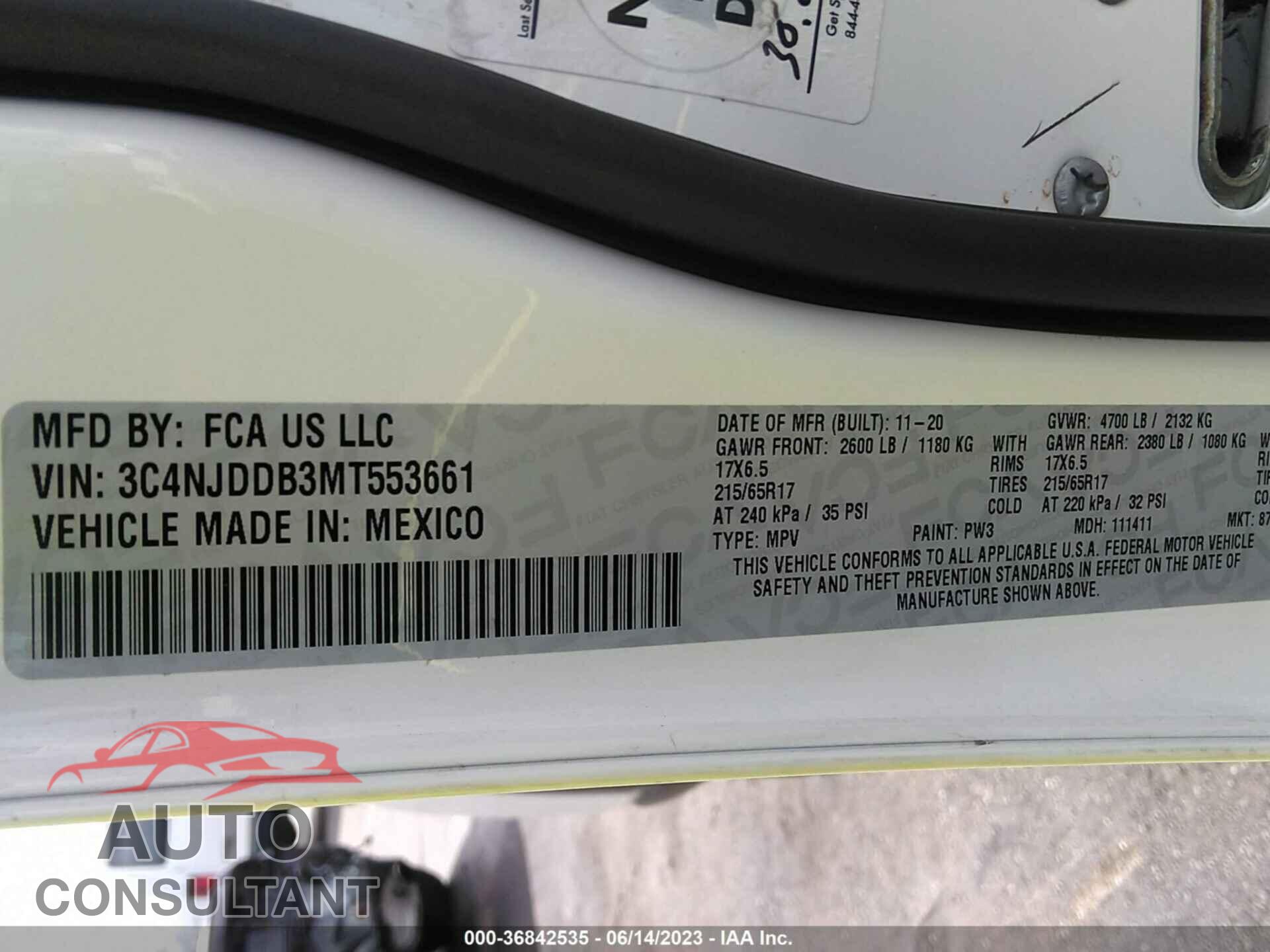 JEEP COMPASS 2021 - 3C4NJDDB3MT553661