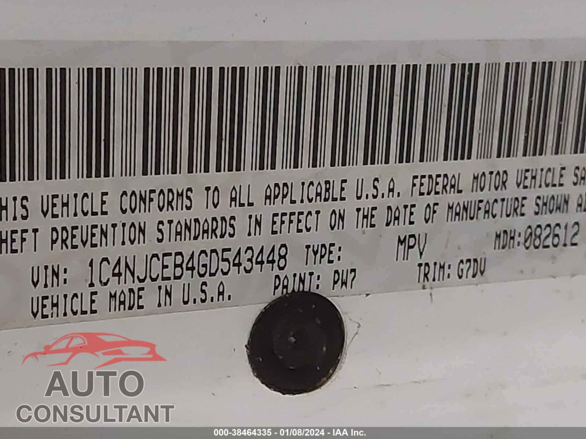 JEEP COMPASS 2016 - 1C4NJCEB4GD543448