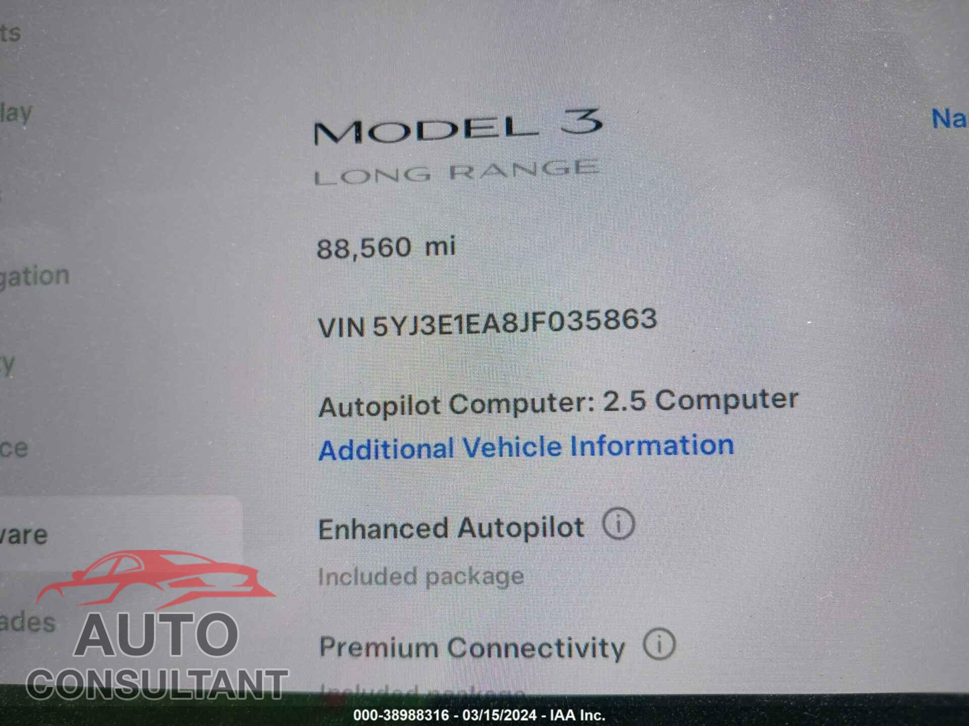 TESLA MODEL 3 2018 - 5YJ3E1EA8JF035863