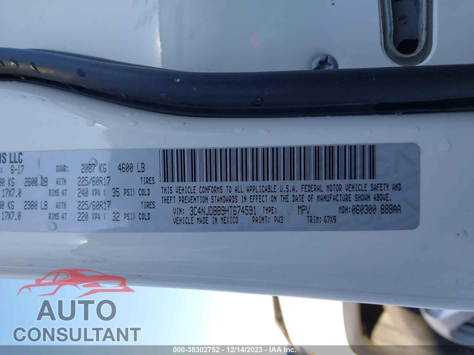 JEEP NEW COMPASS 2017 - 3C4NJDBB9HT674591