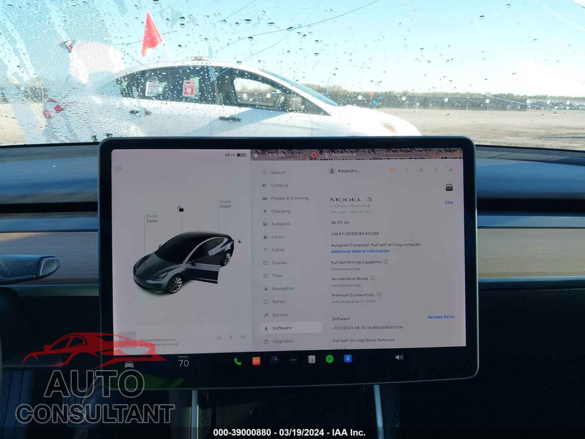 TESLA MODEL 3 2019 - 5YJ3E1EB3KF413386