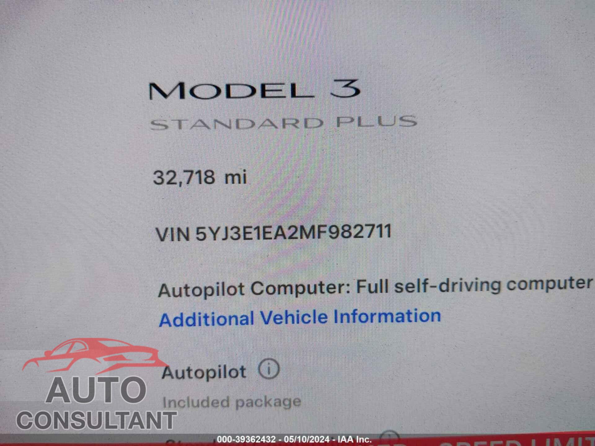 TESLA MODEL 3 2021 - 5YJ3E1EA2MF982711