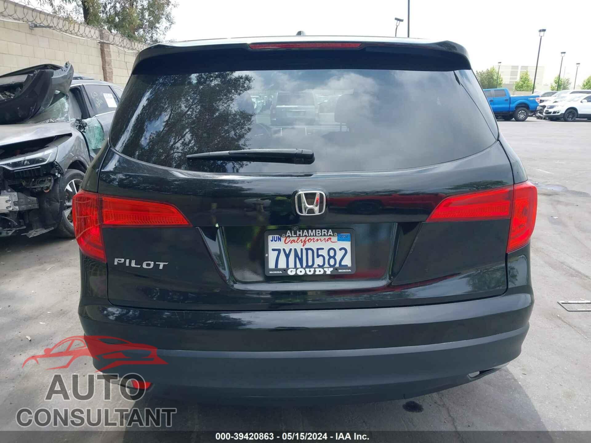 HONDA PILOT 2017 - 5FNYF5H57HB021407