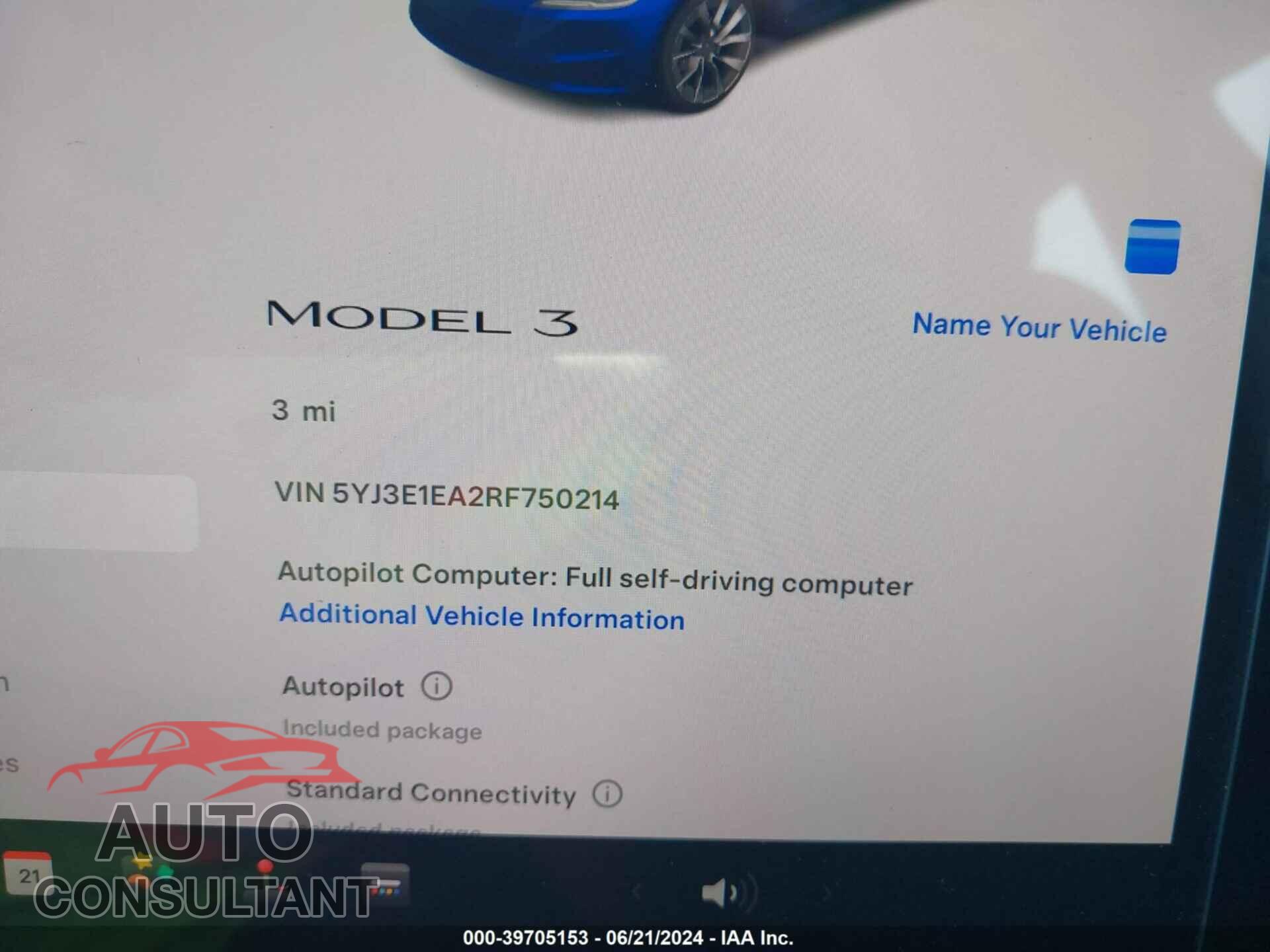 TESLA MODEL 3 2024 - 5YJ3E1EA2RF750214