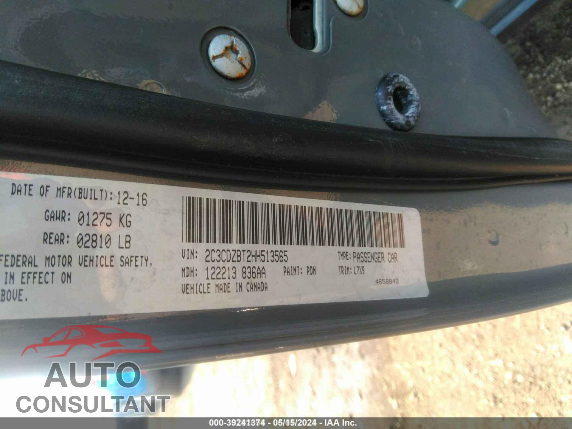 DODGE CHALLENGER 2017 - 2C3CDZBT2HH513565