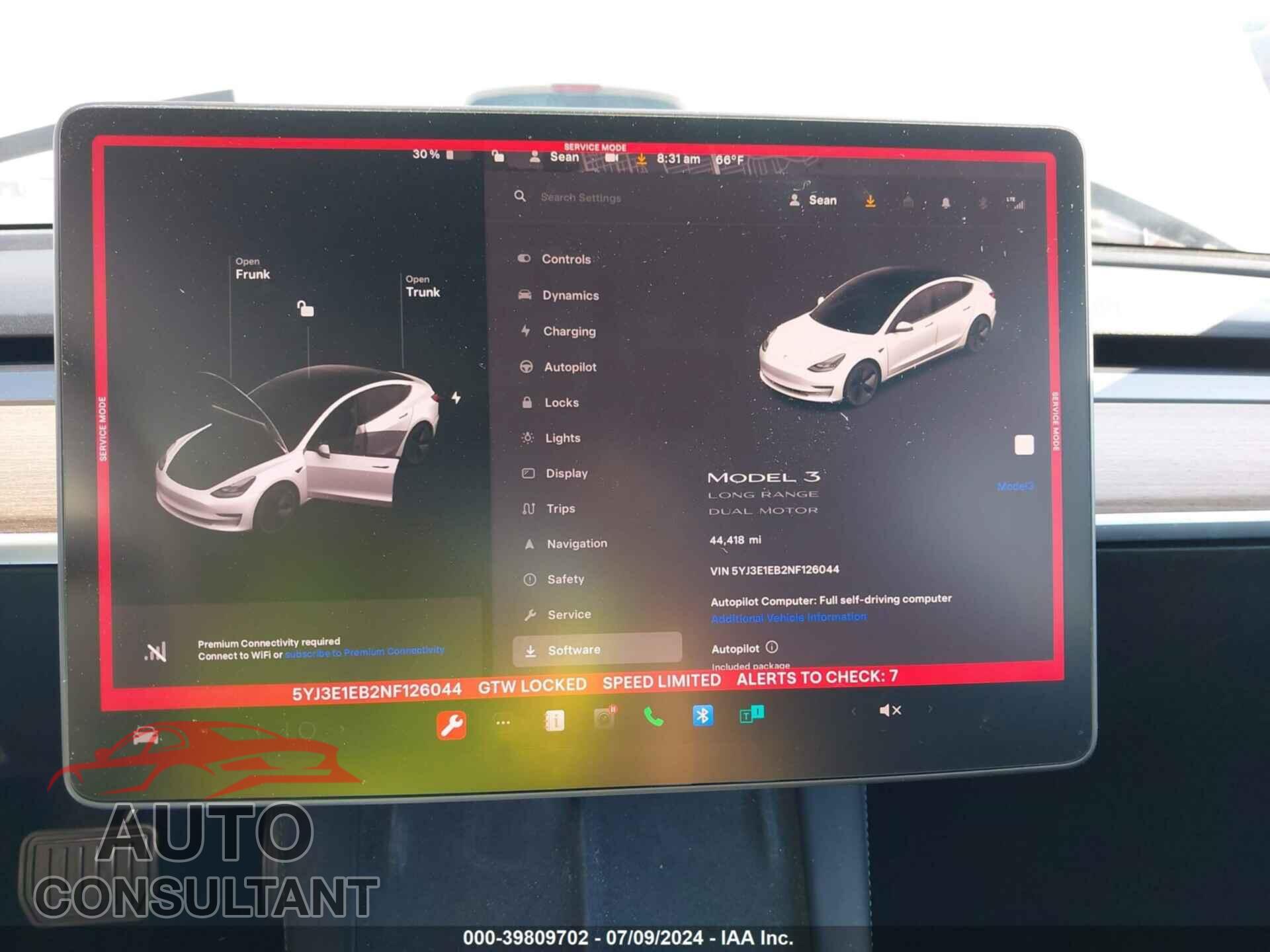 TESLA MODEL 3 2022 - 5YJ3E1EB2NF126044
