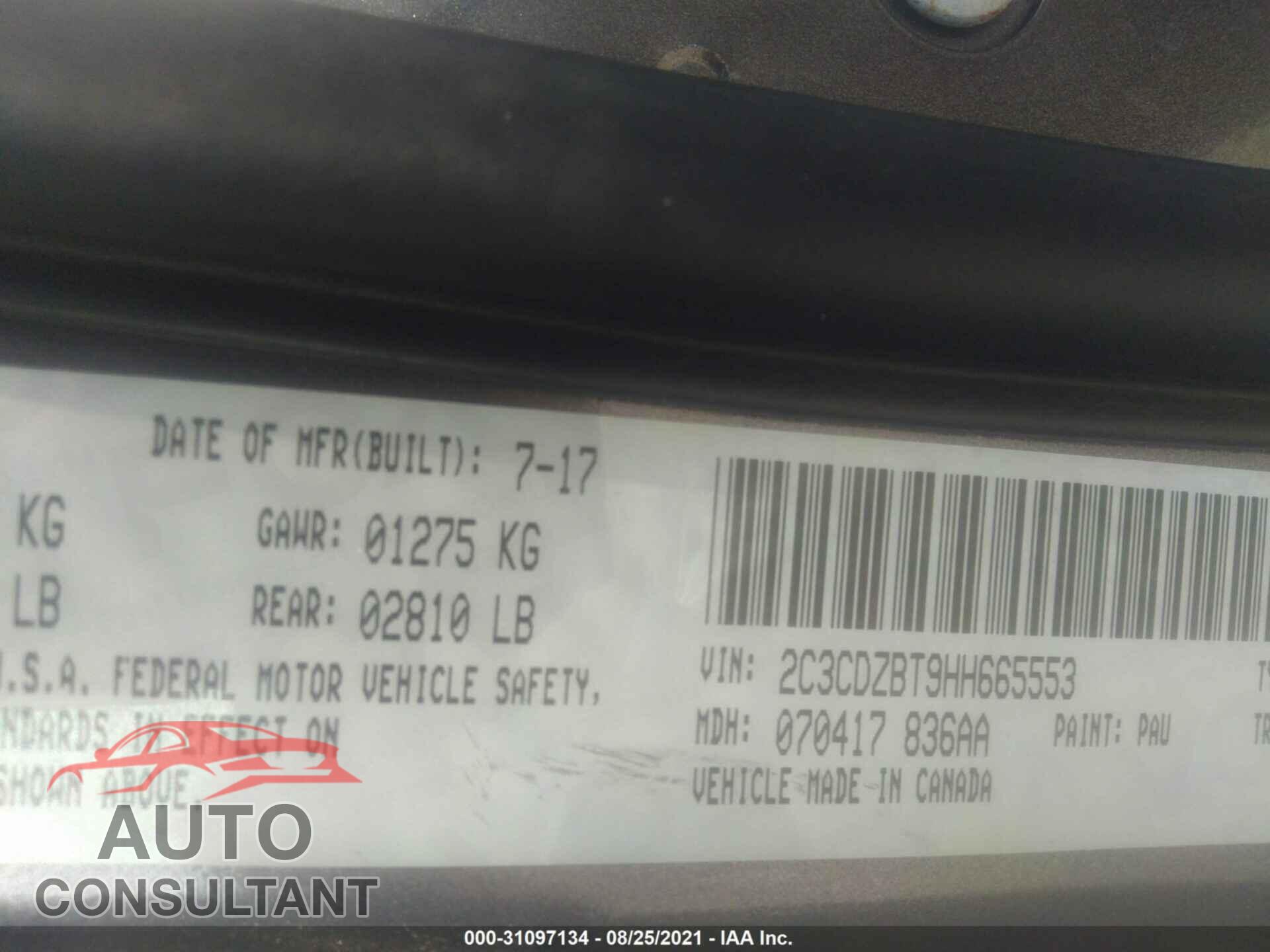 DODGE CHALLENGER 2017 - 2C3CDZBT9HH665553