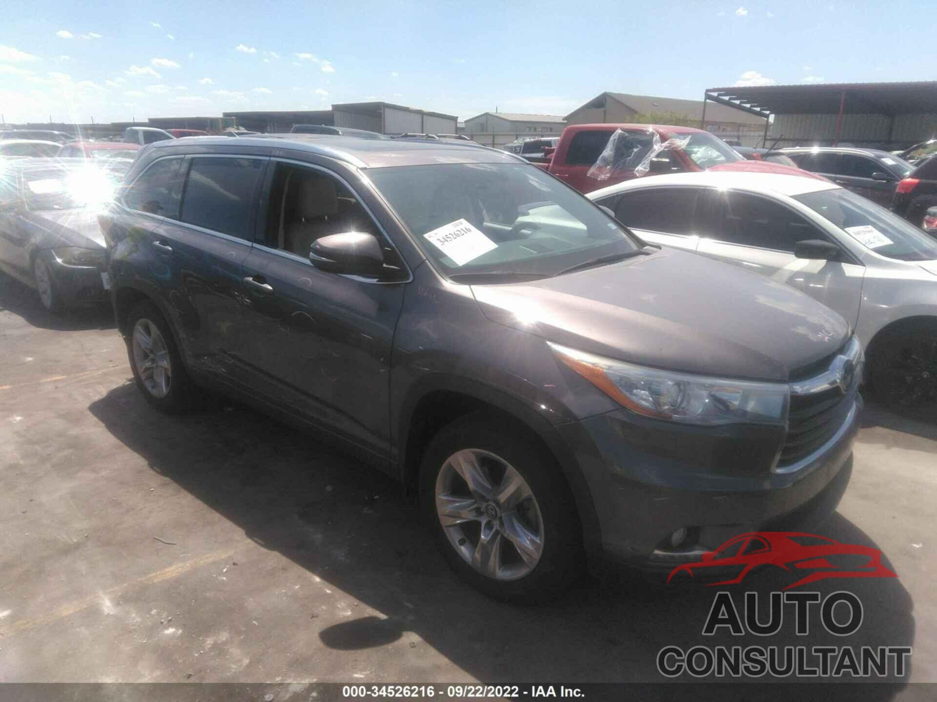 TOYOTA HIGHLANDER 2016 - 5TDDKRFH8GS285146