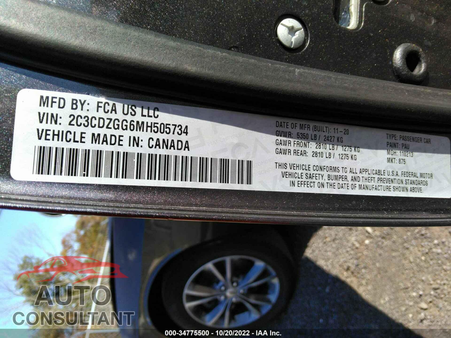 DODGE CHALLENGER 2021 - 2C3CDZGG6MH505734
