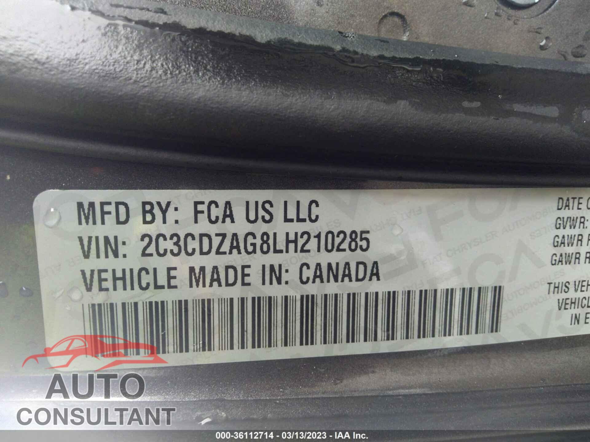 DODGE CHALLENGER 2020 - 2C3CDZAG8LH210285