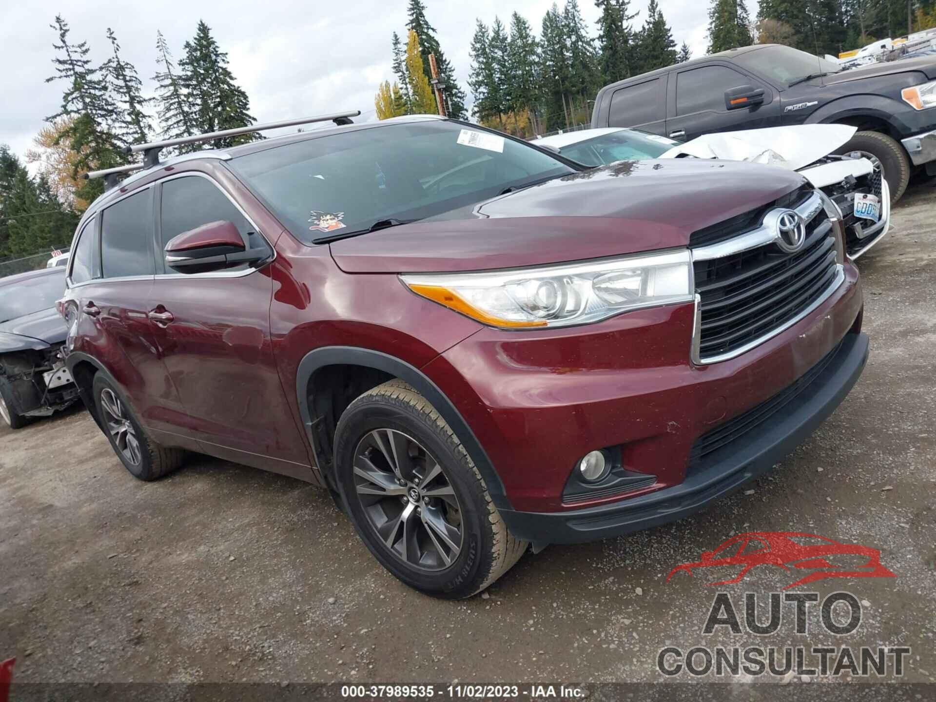 TOYOTA HIGHLANDER 2016 - 5TDJKRFH8GS334428