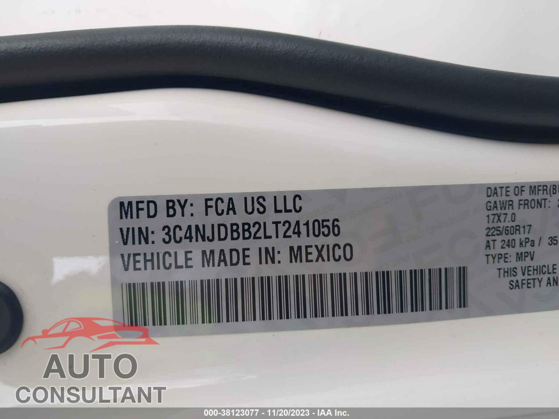 JEEP COMPASS 2020 - 3C4NJDBB2LT241056
