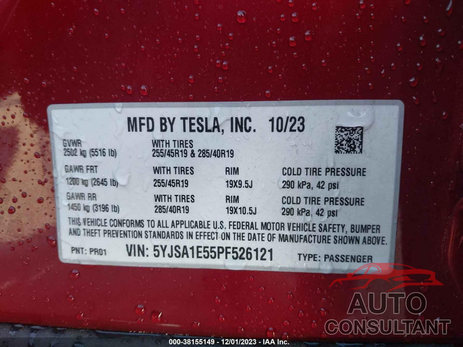 TESLA MODEL S 2023 - 5YJSA1E55PF526121