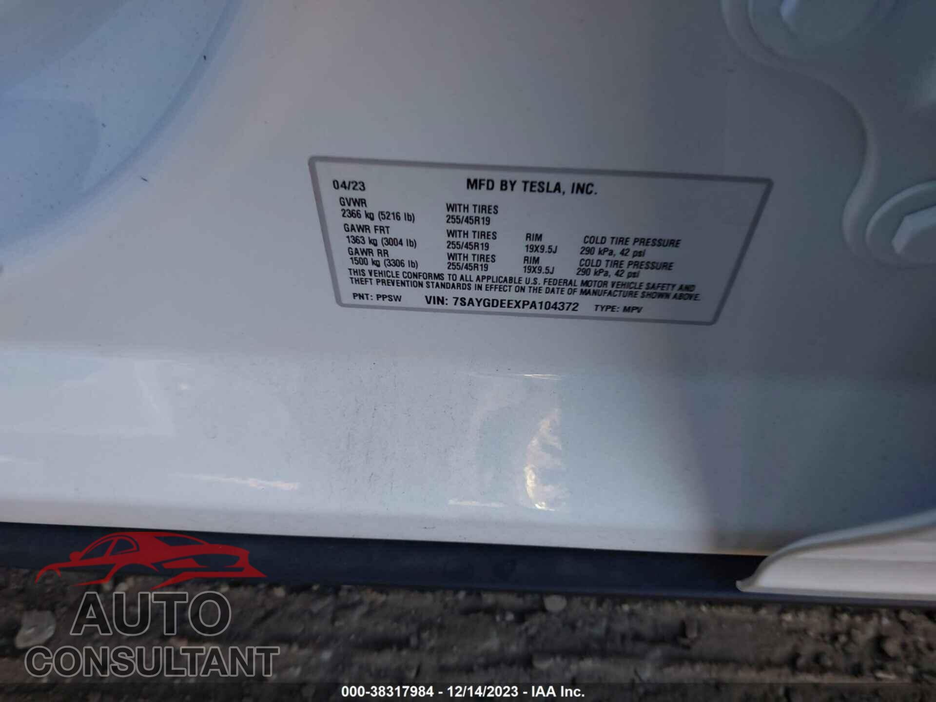 TESLA MODEL Y 2023 - 7SAYGDEEXPA104372