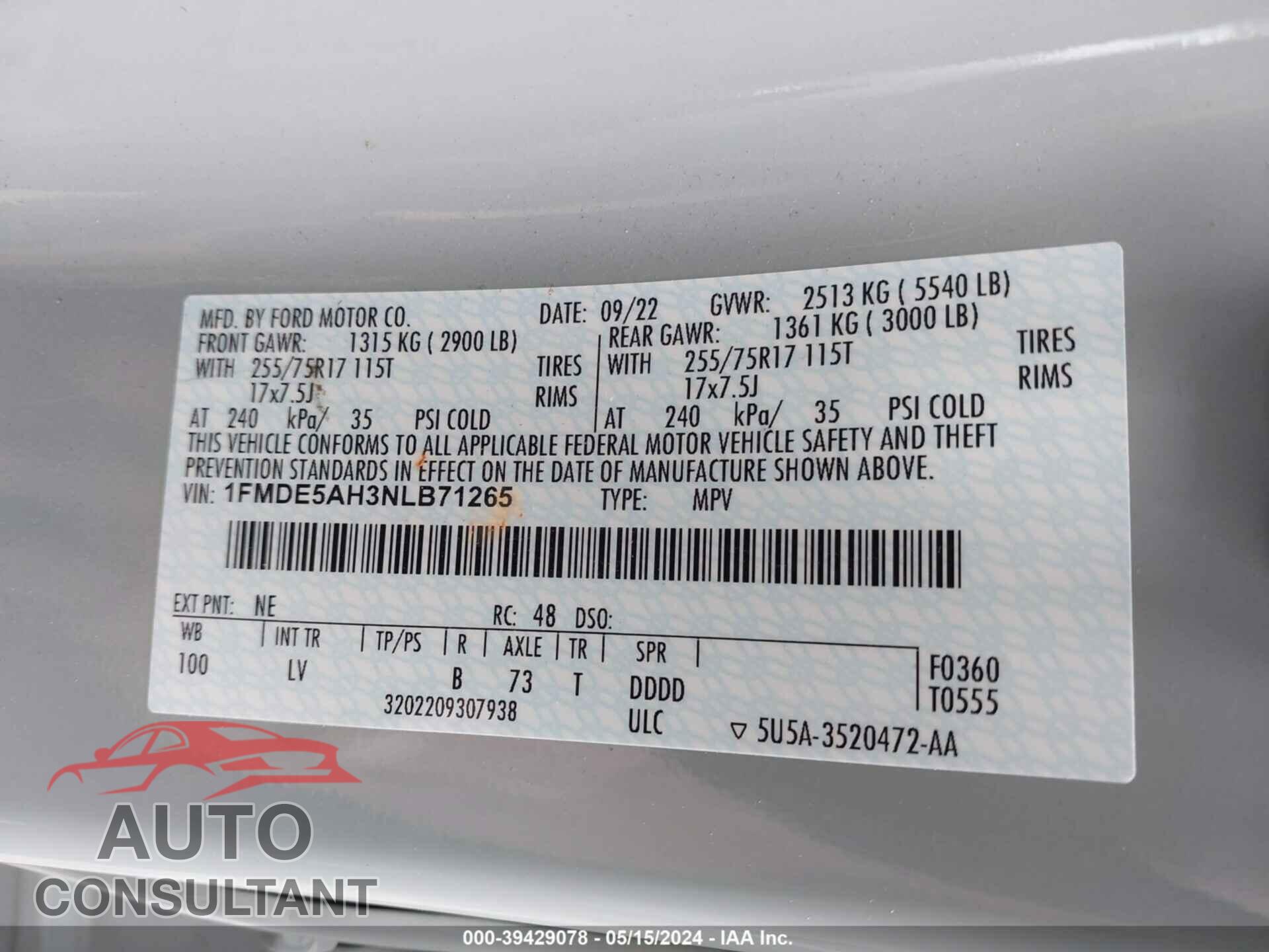 FORD BRONCO 2022 - 1FMDE5AH3NLB71265