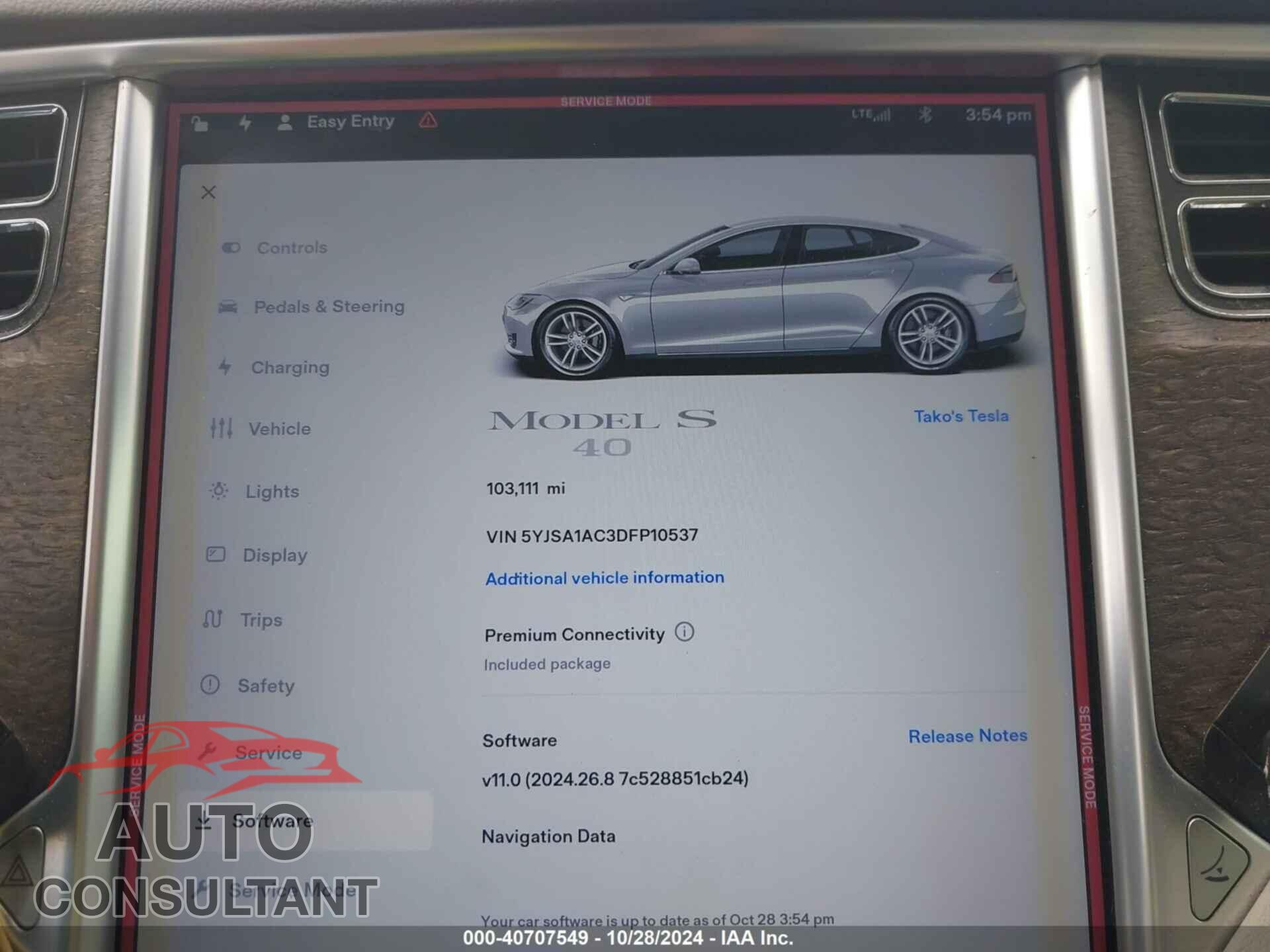 TESLA MODEL S 2013 - 5YJSA1AC3DFP10537