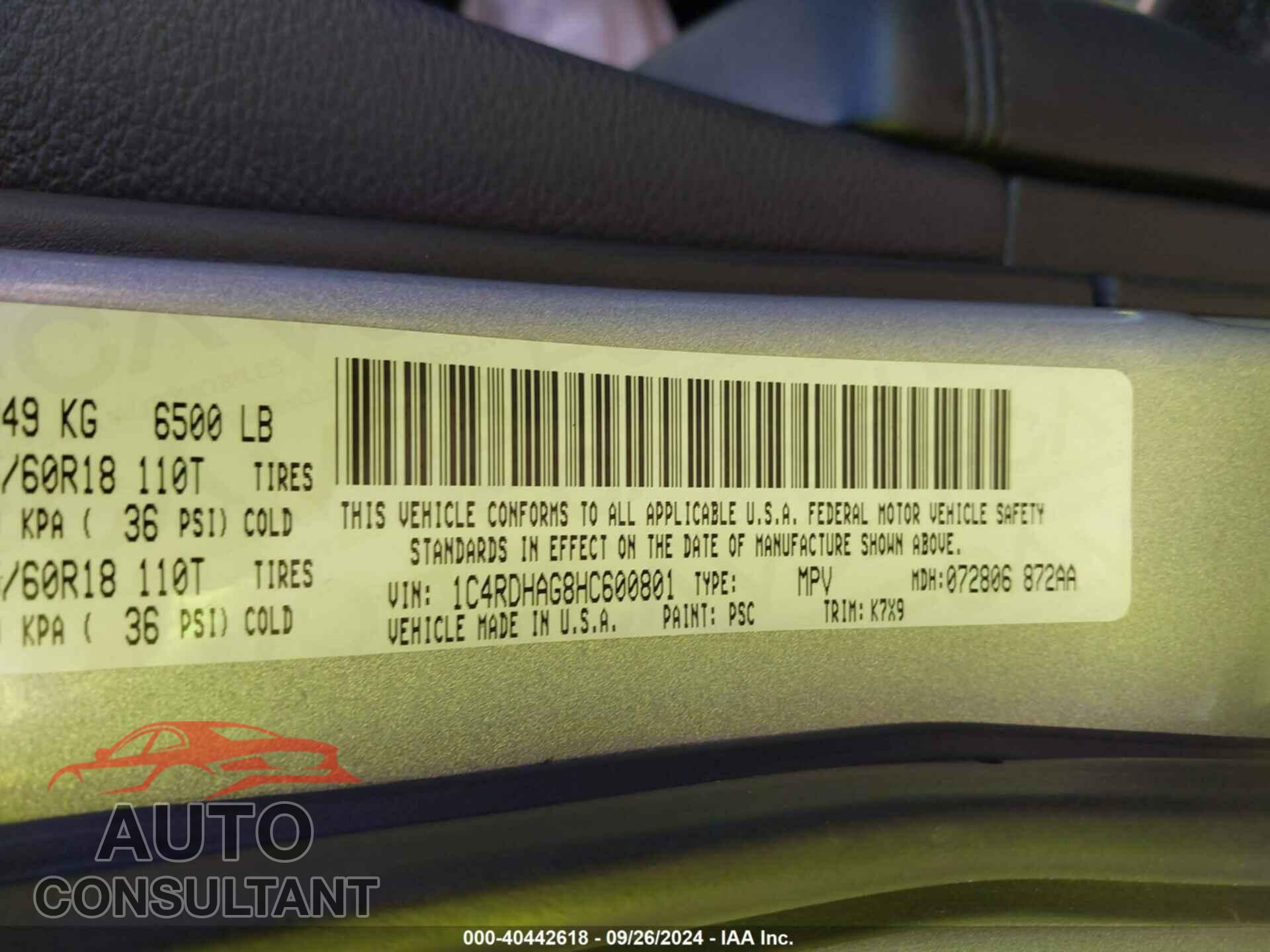 DODGE DURANGO 2017 - 1C4RDHAG8HC600801
