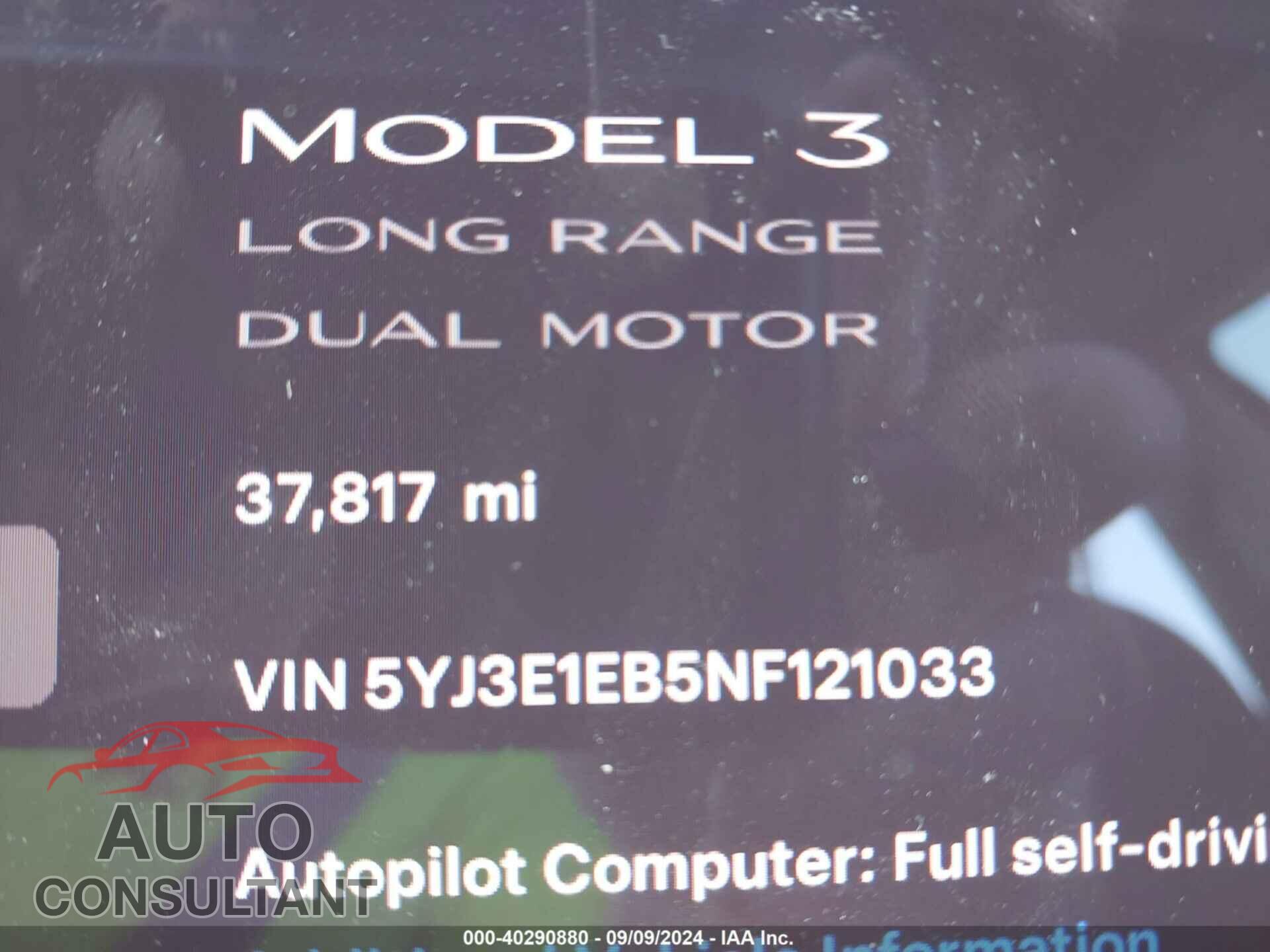 TESLA MODEL 3 2022 - 5YJ3E1EB5NF121033