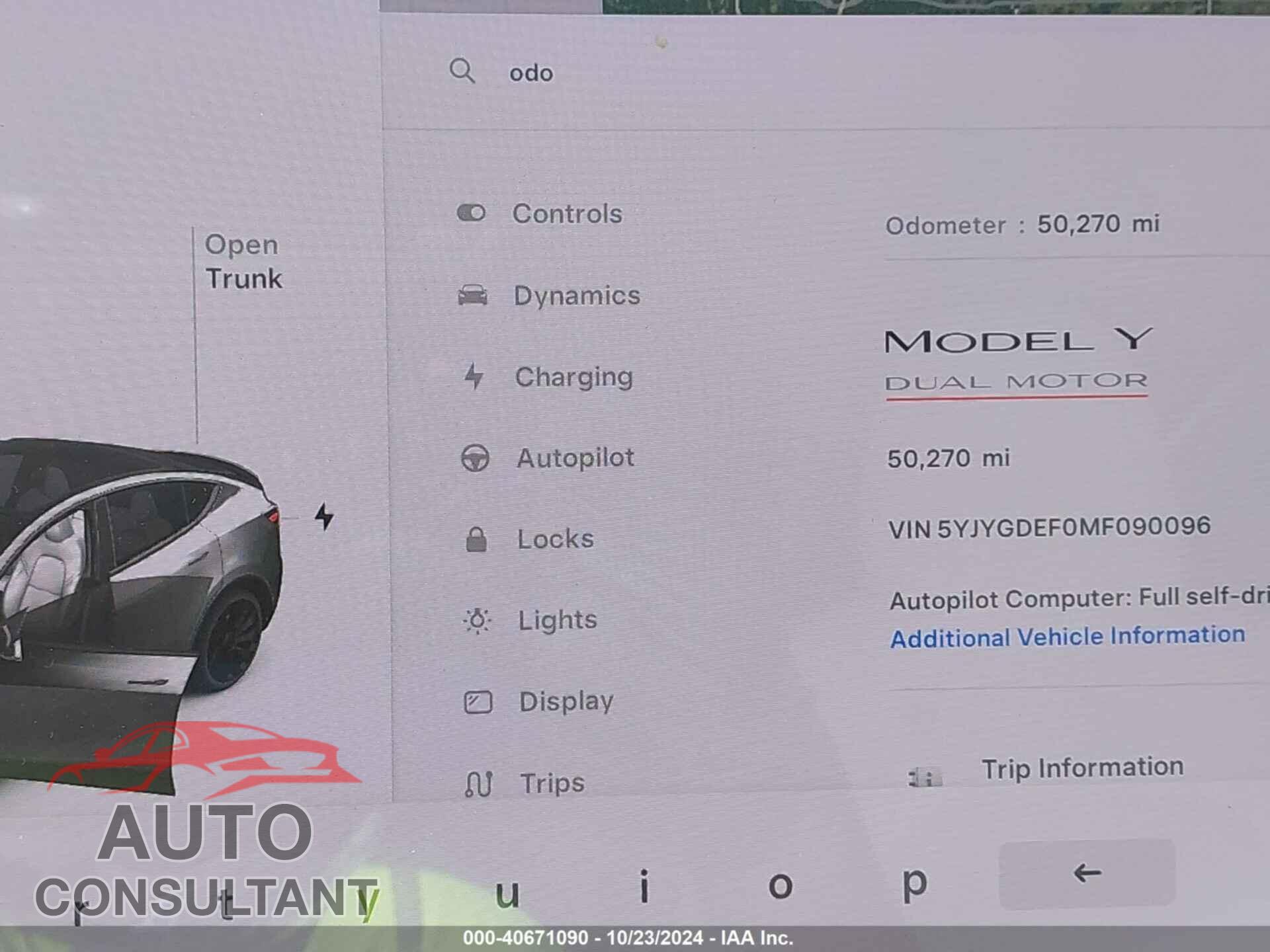 TESLA MODEL Y 2021 - 5YJYGDEF0MF090096