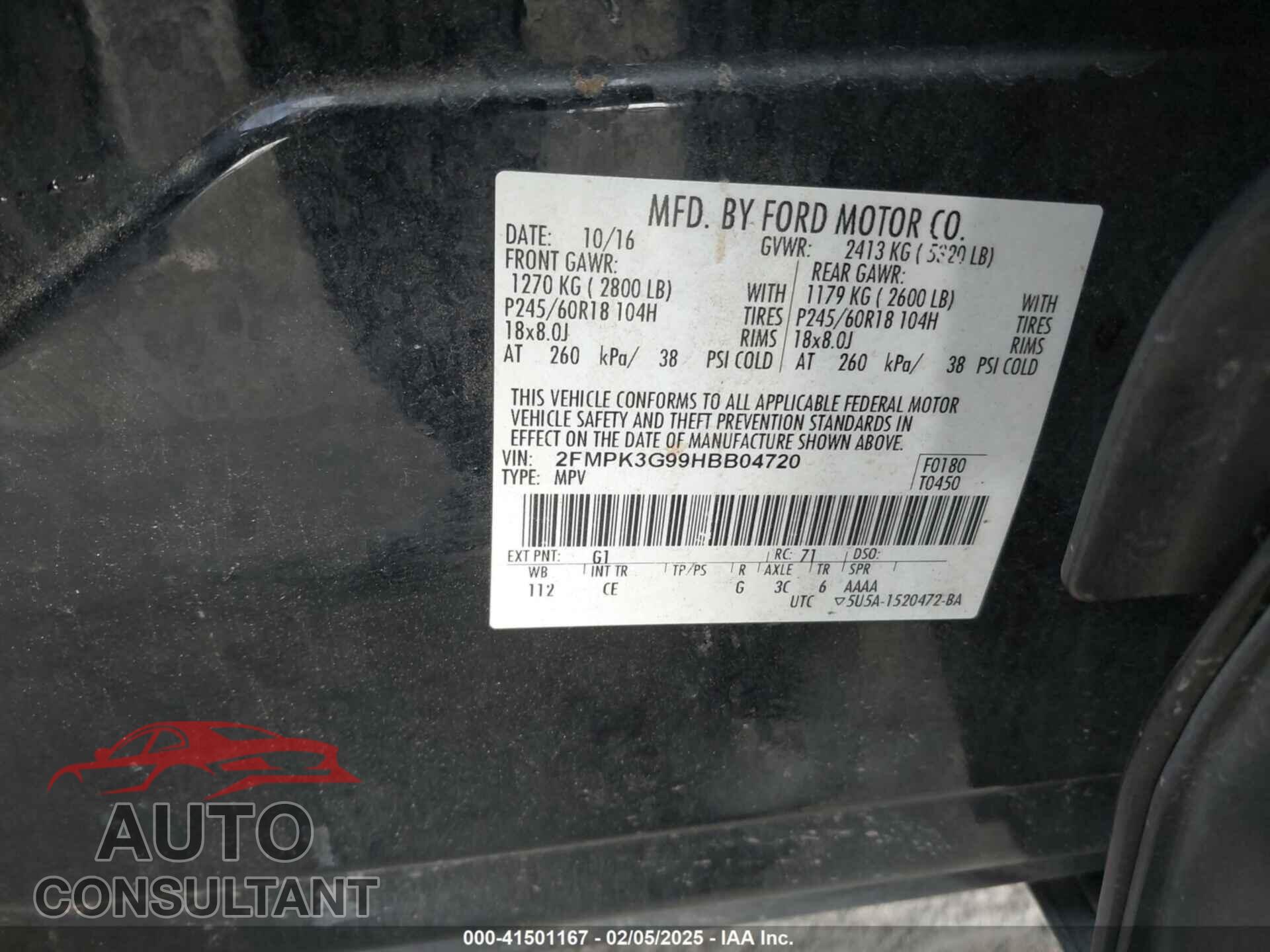 FORD EDGE 2017 - 2FMPK3G99HBB04720