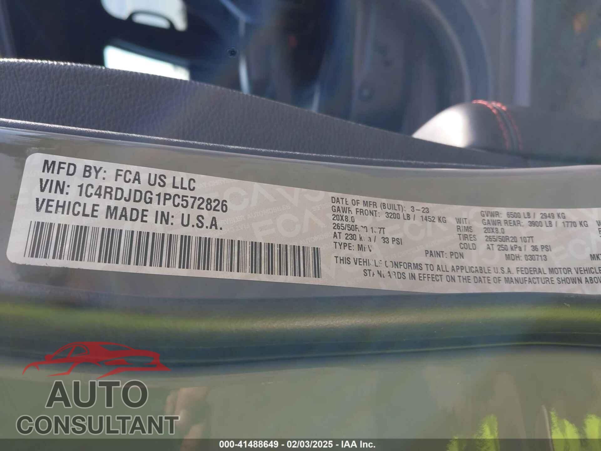 DODGE DURANGO 2023 - 1C4RDJDG1PC572826