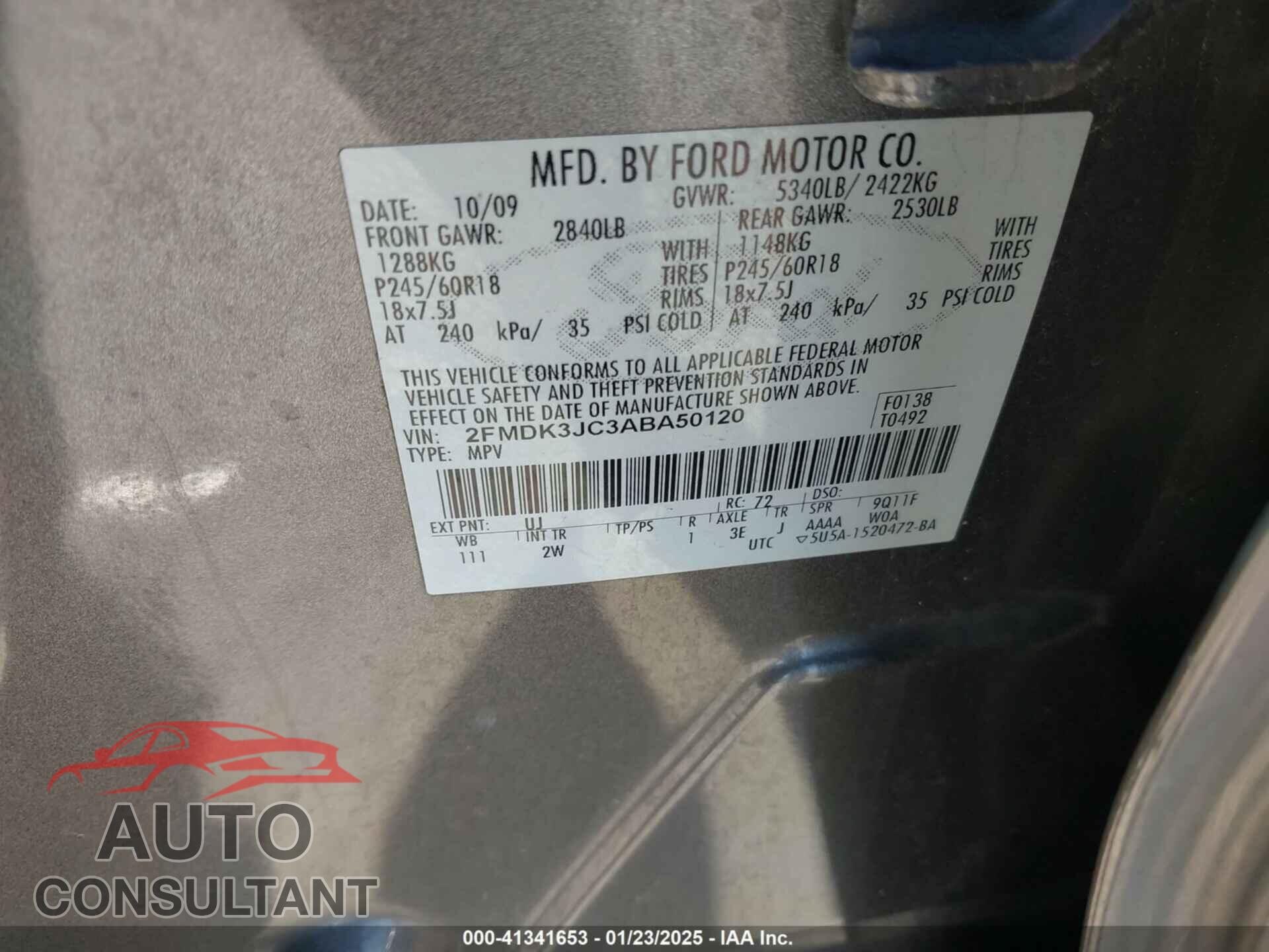 FORD EDGE 2010 - 2FMDK3JC3ABA50120