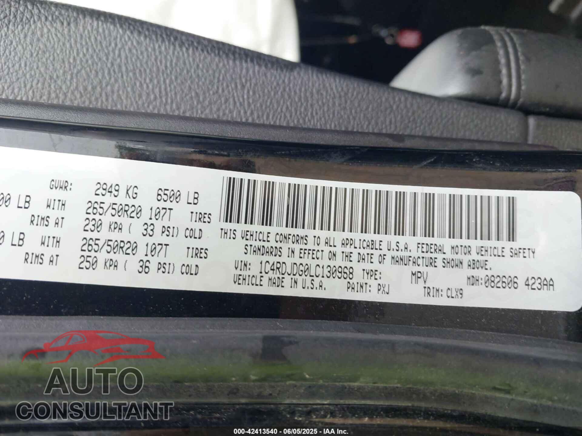 DODGE DURANGO 2020 - 1C4RDJDG0LC130968